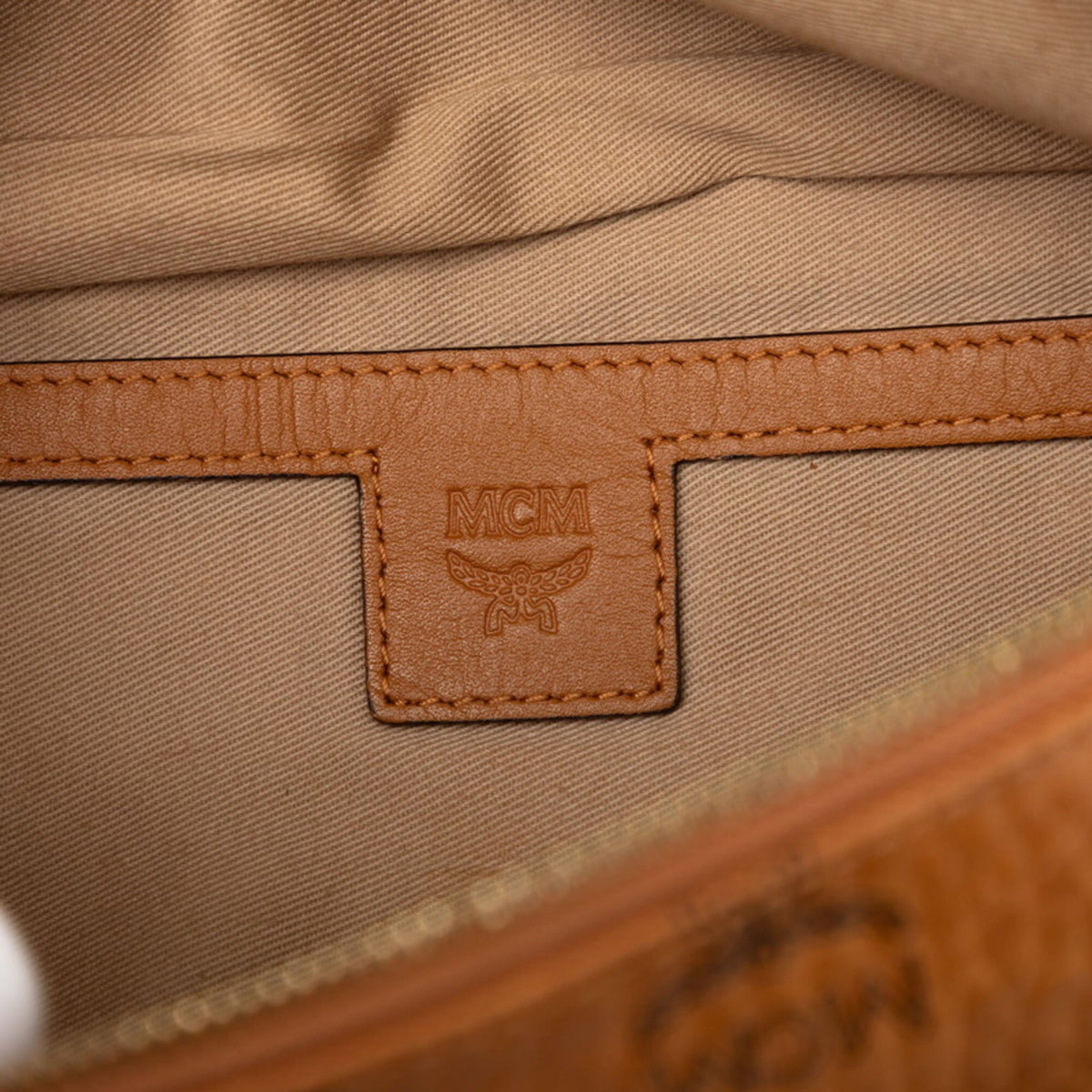 Mcm Visetos Brown Leather Shoulder Bag Sling Bag (Pre-Owned)