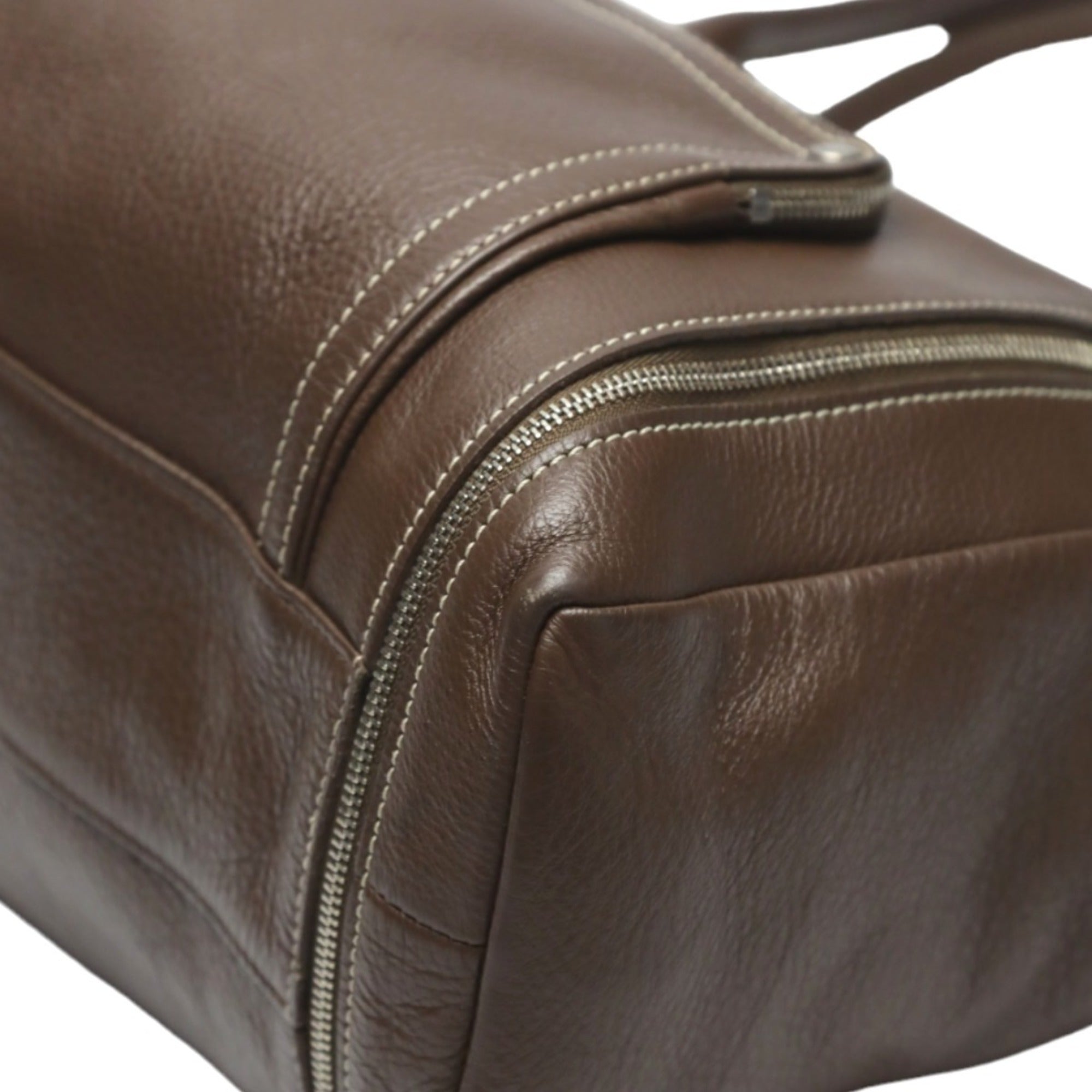 Longchamp Brown Leather Handbag Tote Bag (Pre-Owned)