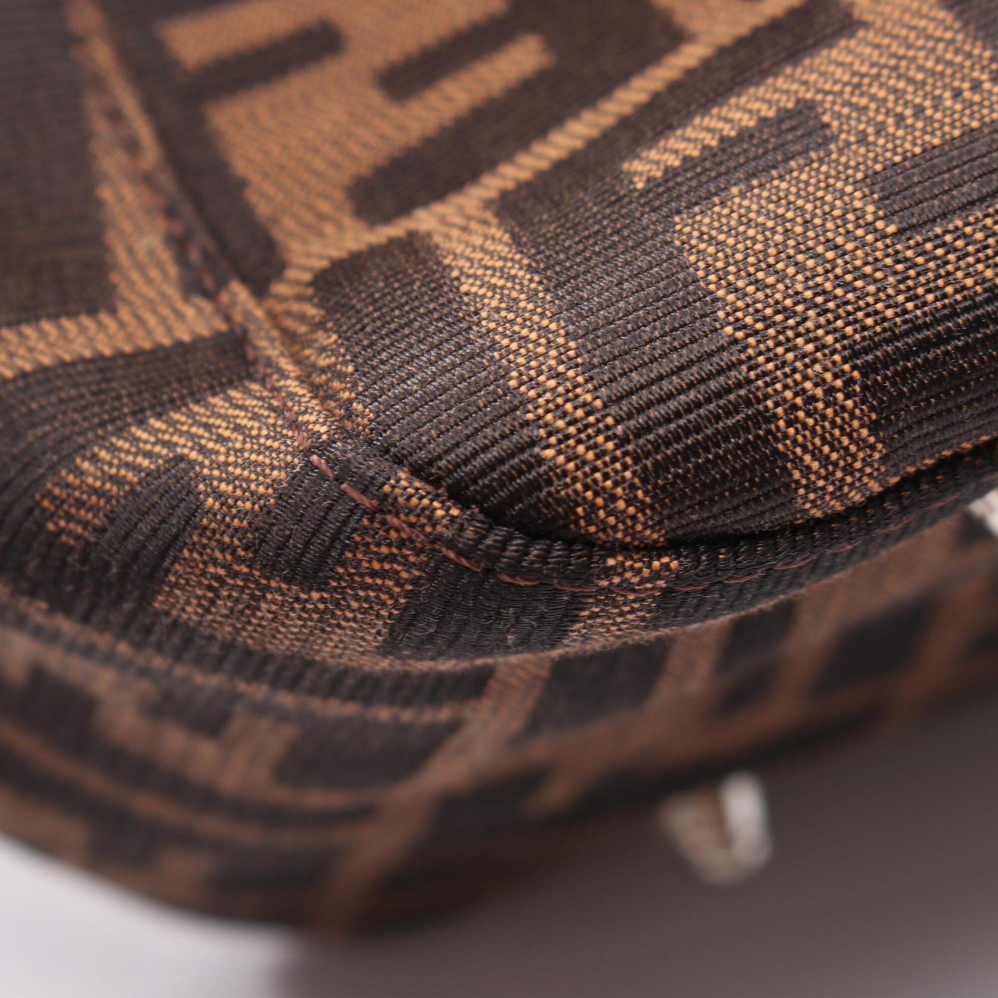 Fendi Zucca Black Brown Canvas Leather Tote Bag (Pre-Owned)