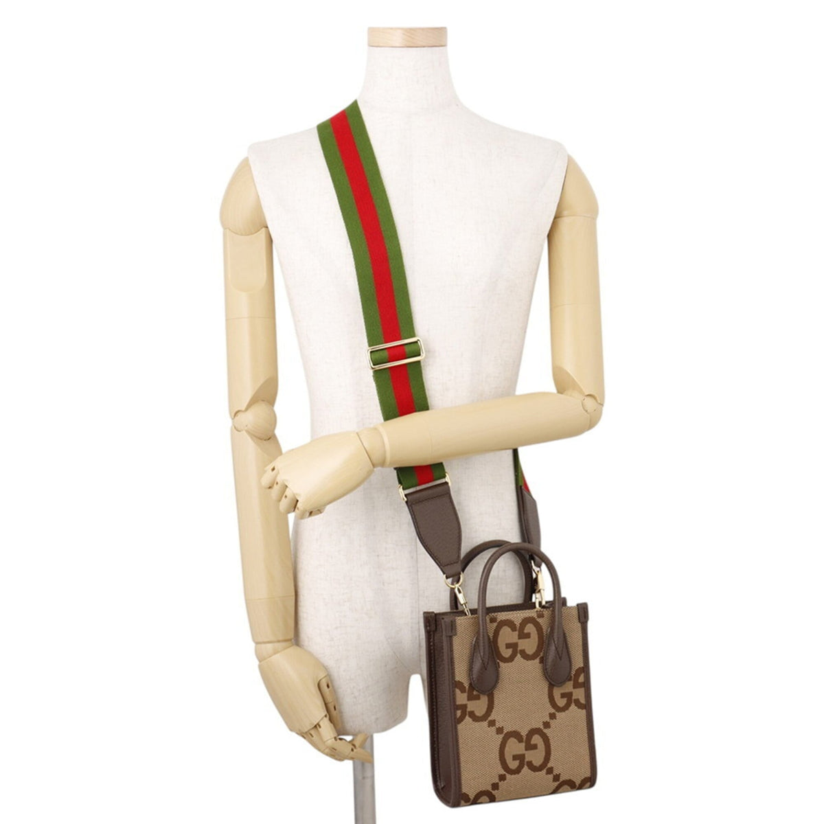 Gucci Beige Brown Canvas Leather Handbag Shoulder Bag Tote Bag (Pre-Owned)