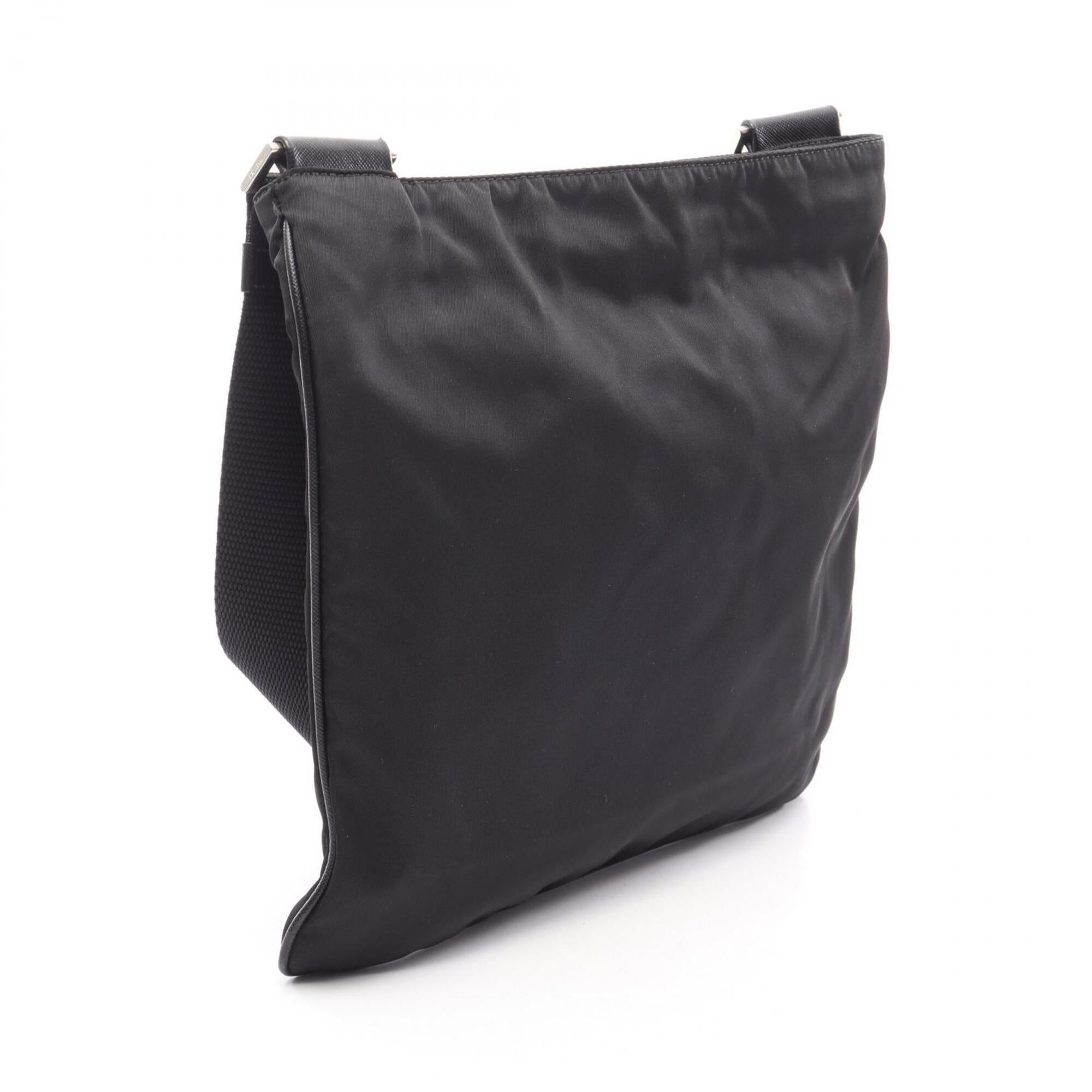 Prada Black Nylon Leather Handbag Shoulder Bag (Pre-Owned)