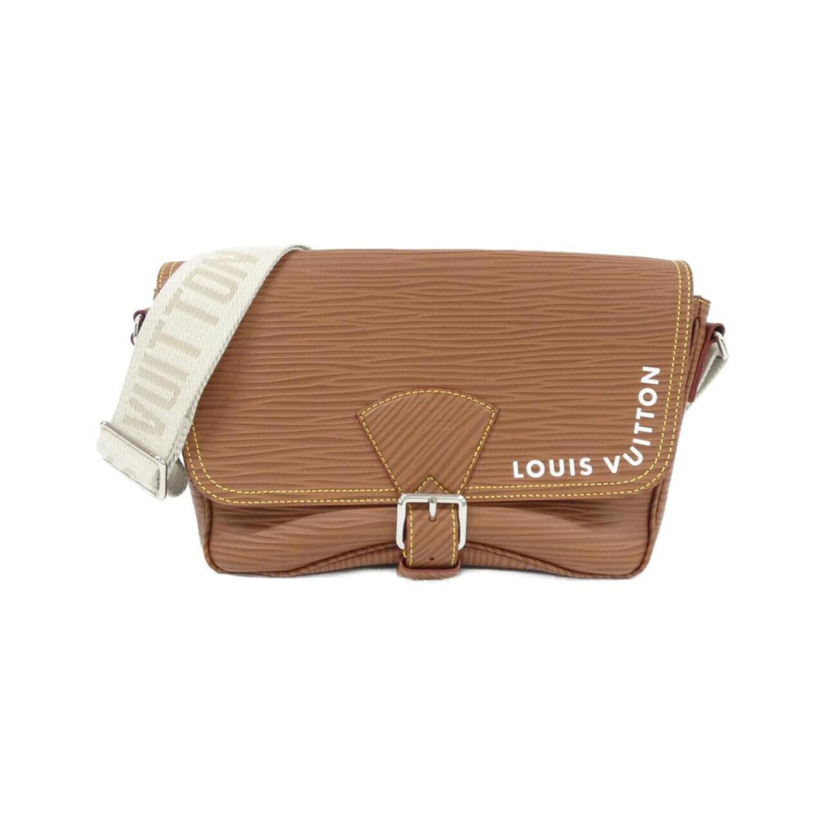 Louis Vuitton Beige Brown Cognac Leather Messenger Bag Shoulder Bag (Pre-Owned)