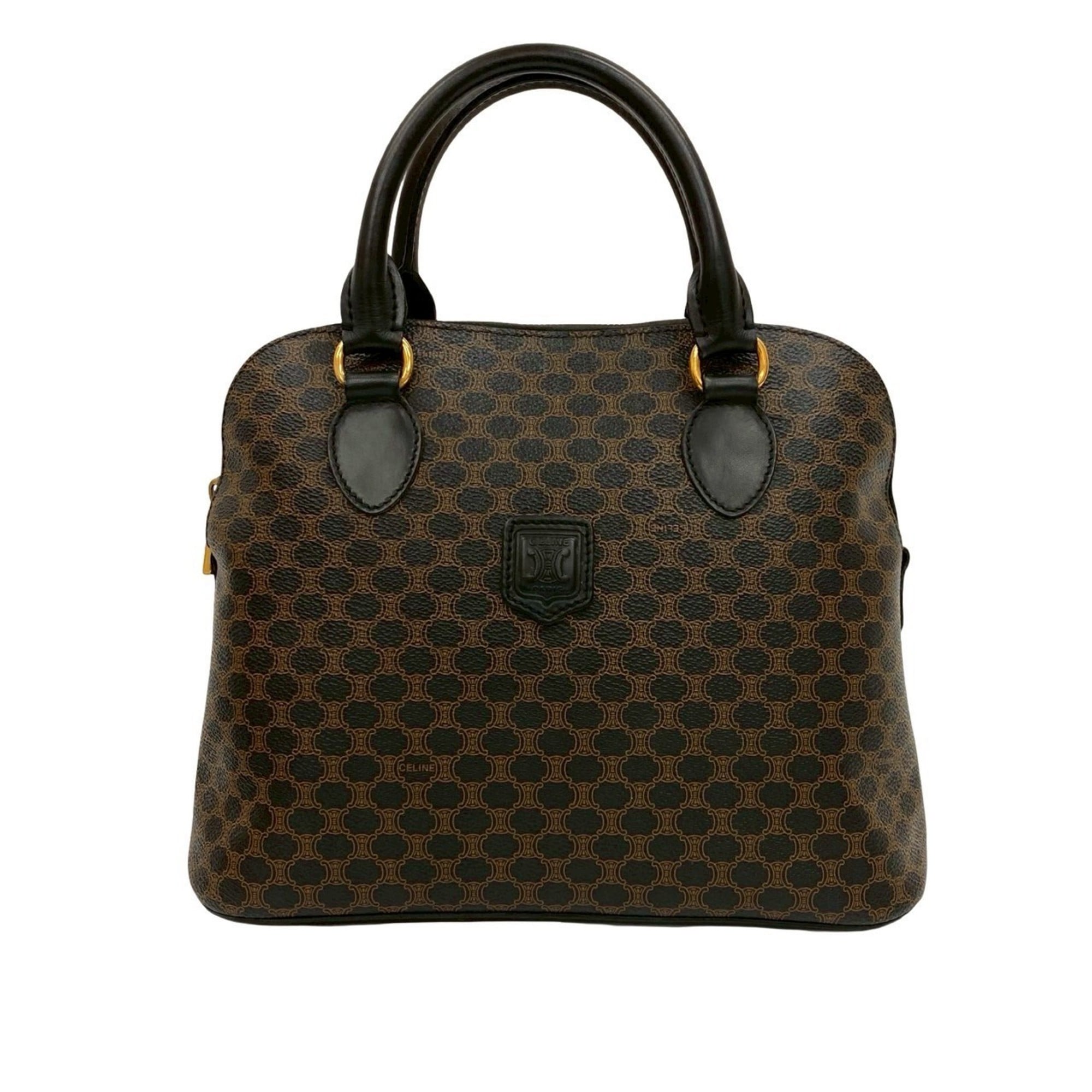 Celine Black Brown Leather Boston Bag Handbag (Pre-Owned)