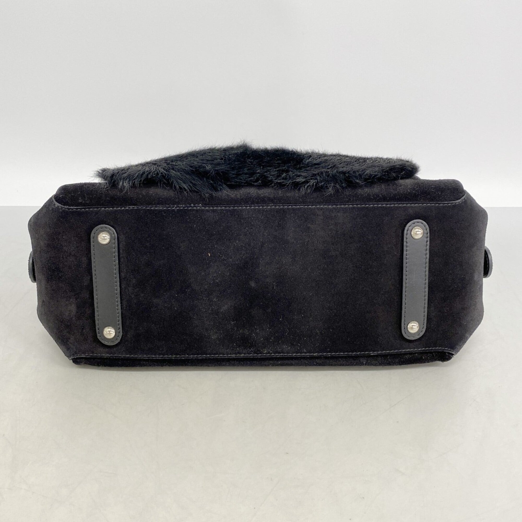 Salvatore Ferragamo Black Suede Fur Shoulder Bag (Pre-Owned)