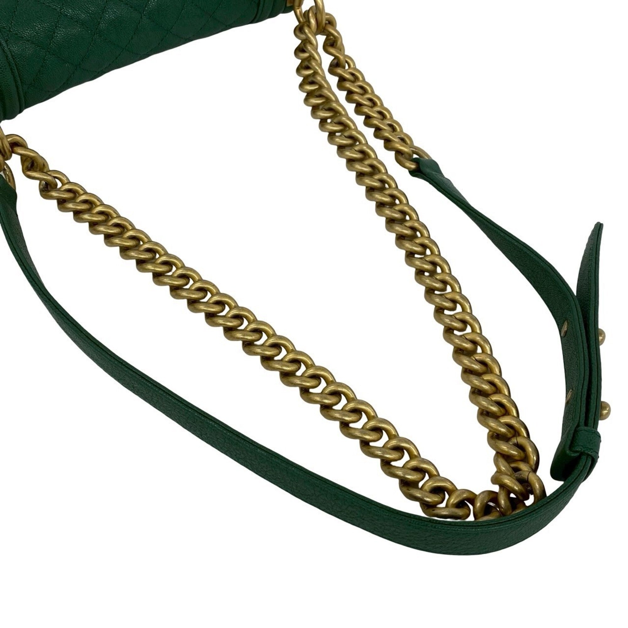 Chanel Green Grained Calfskin Shoulder Bag (Pre-Owned)