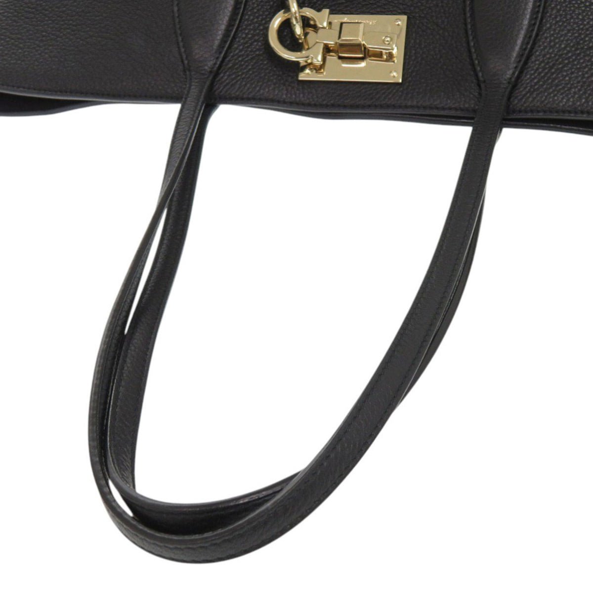 Salvatore Ferragamo Gancini Black Leather Tote Bag (Pre-Owned)