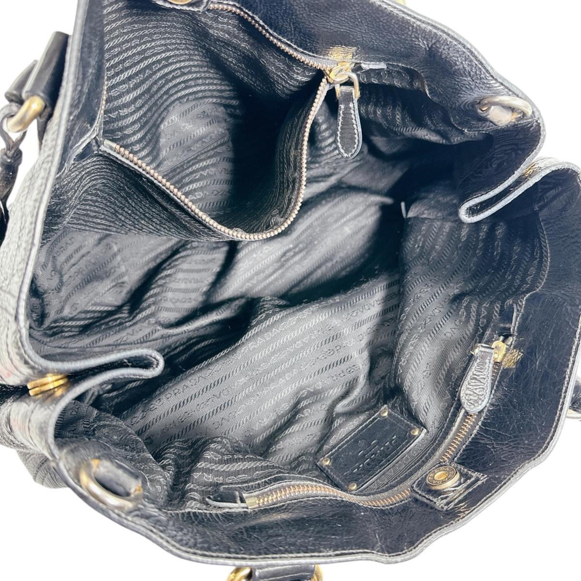 Prada Black Patent Leather Shoulder Bag Tote Bag (Pre-Owned)
