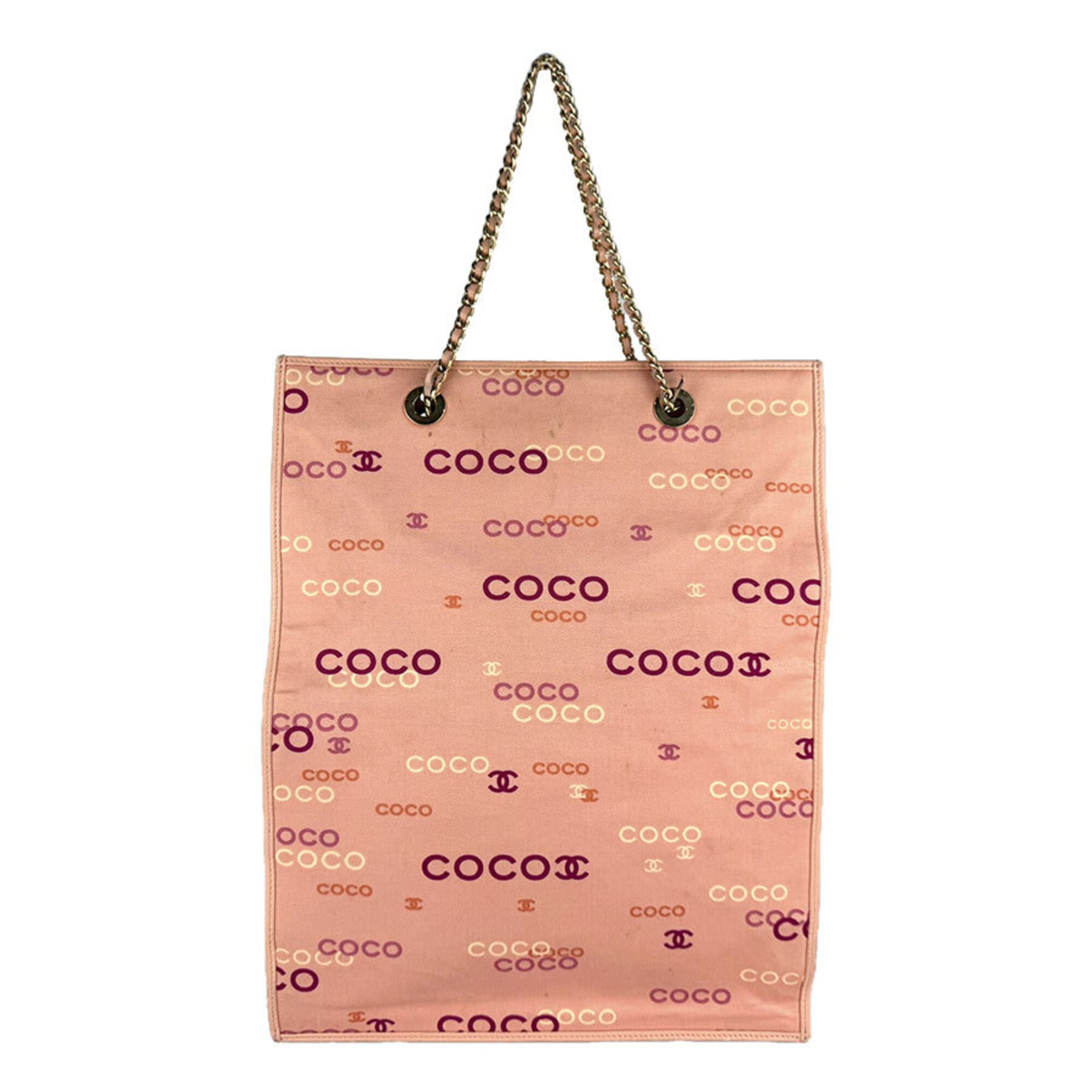 Chanel Pink Orange Canvas Handbag (Pre-Owned)