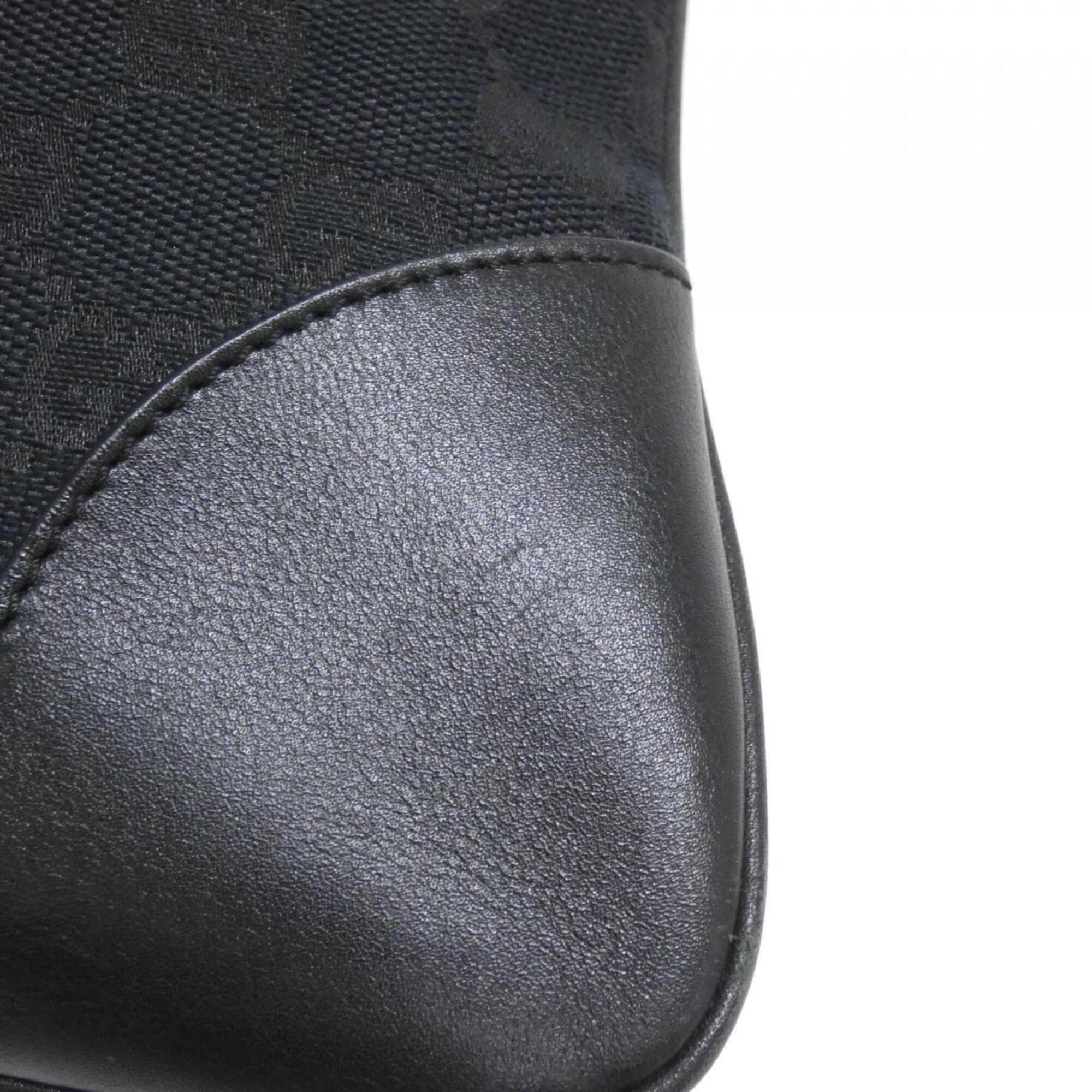 Gucci Black Gg Canvas Leather Shoulder Bag (Pre-Owned)