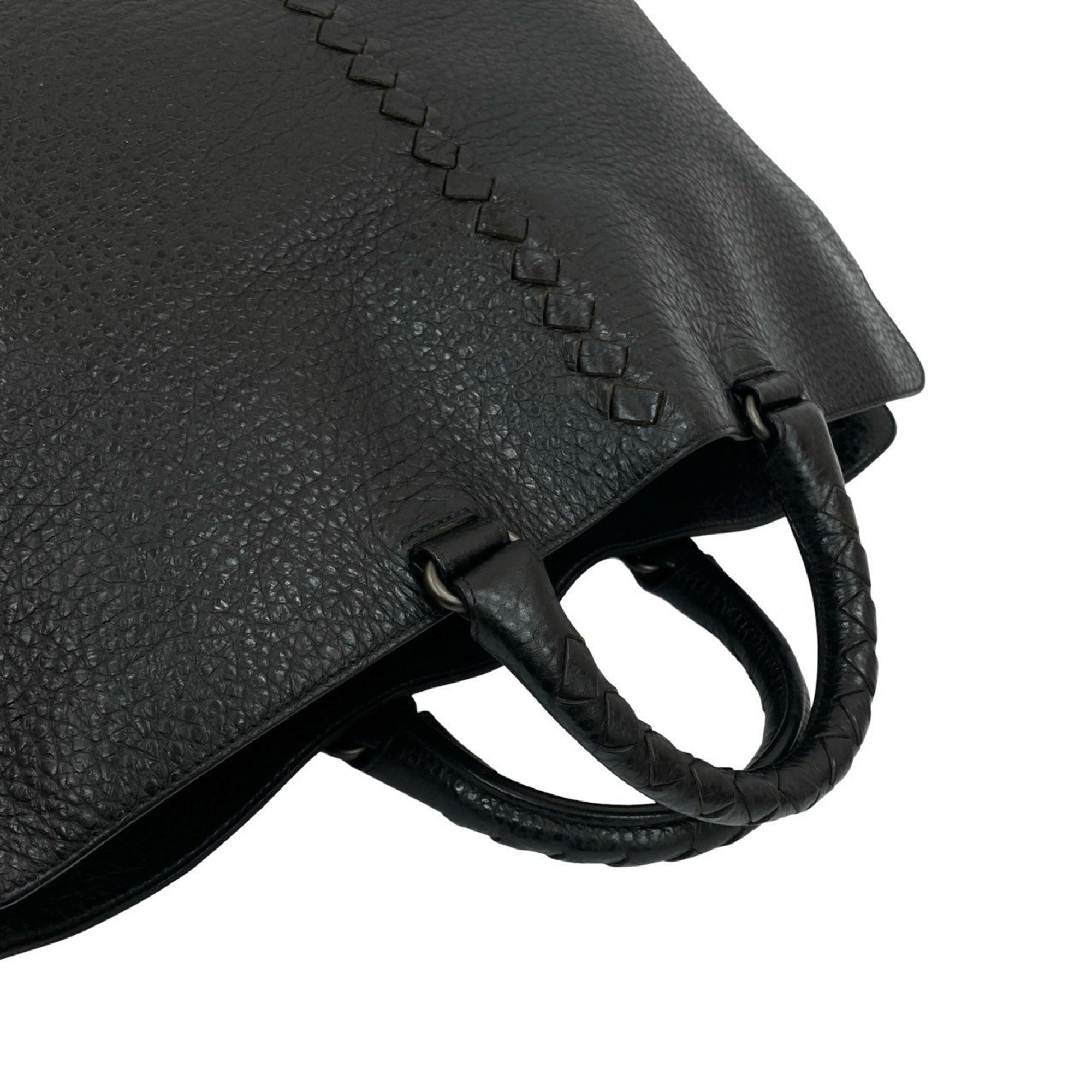 Bottega Veneta Black Leather Handbag Tote Bag (Pre-Owned)