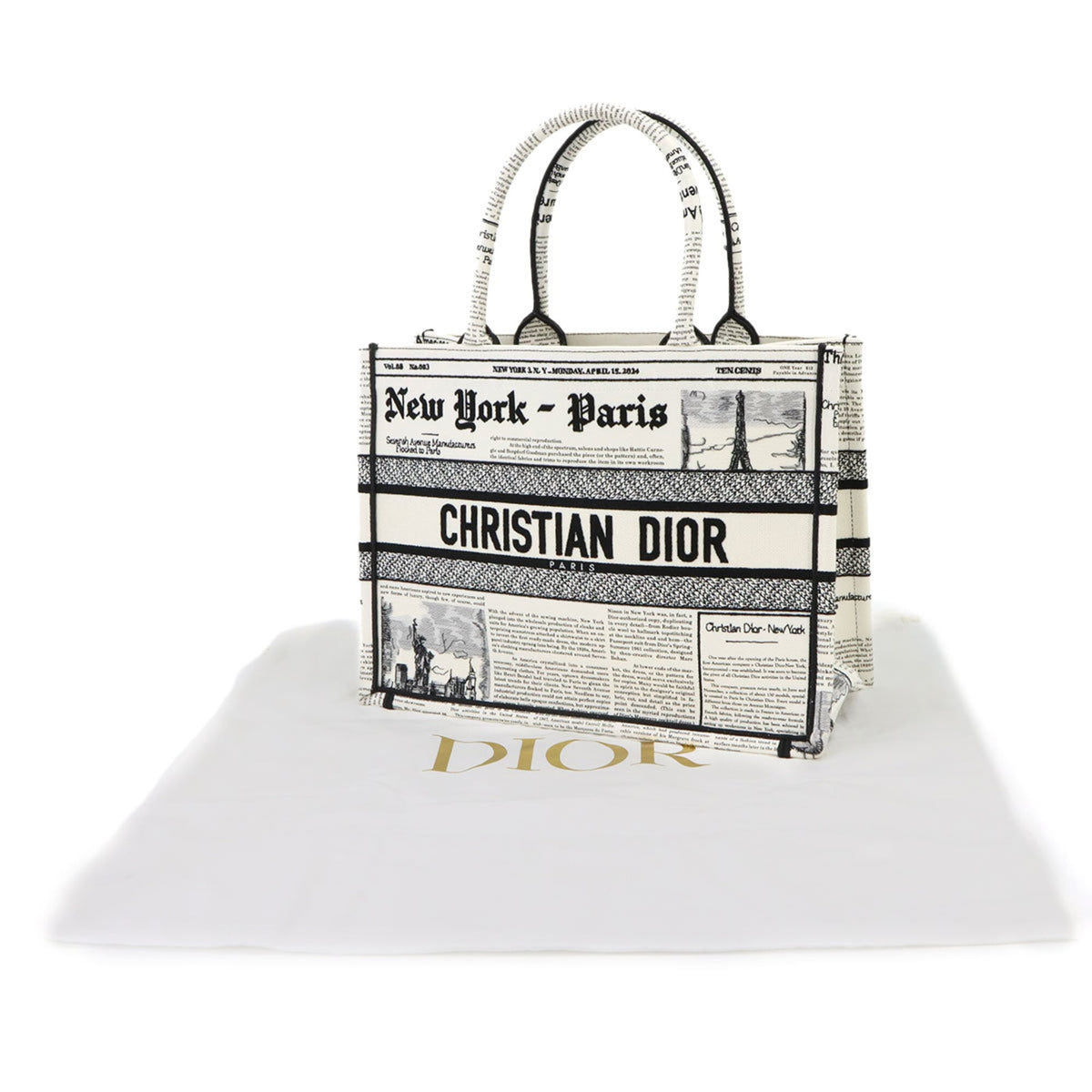 Christian Dior Black White Canvas Handbag Tote Bag (Pre-Owned)