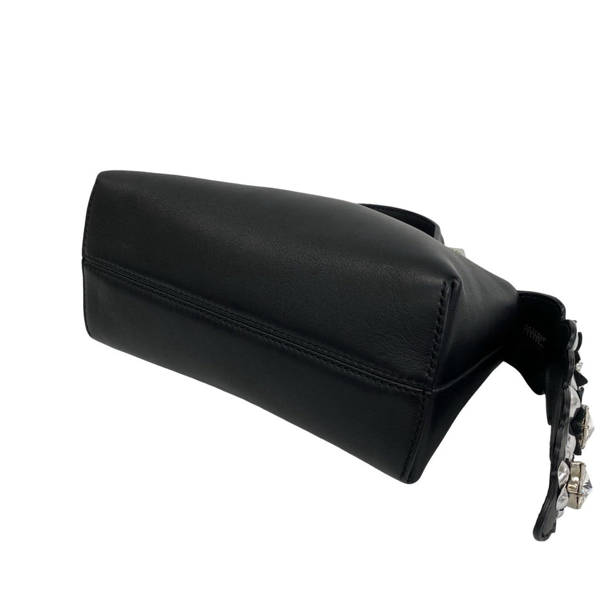 Fendi Black Leather Handbag Pochette Shoulder Bag (Pre-Owned)