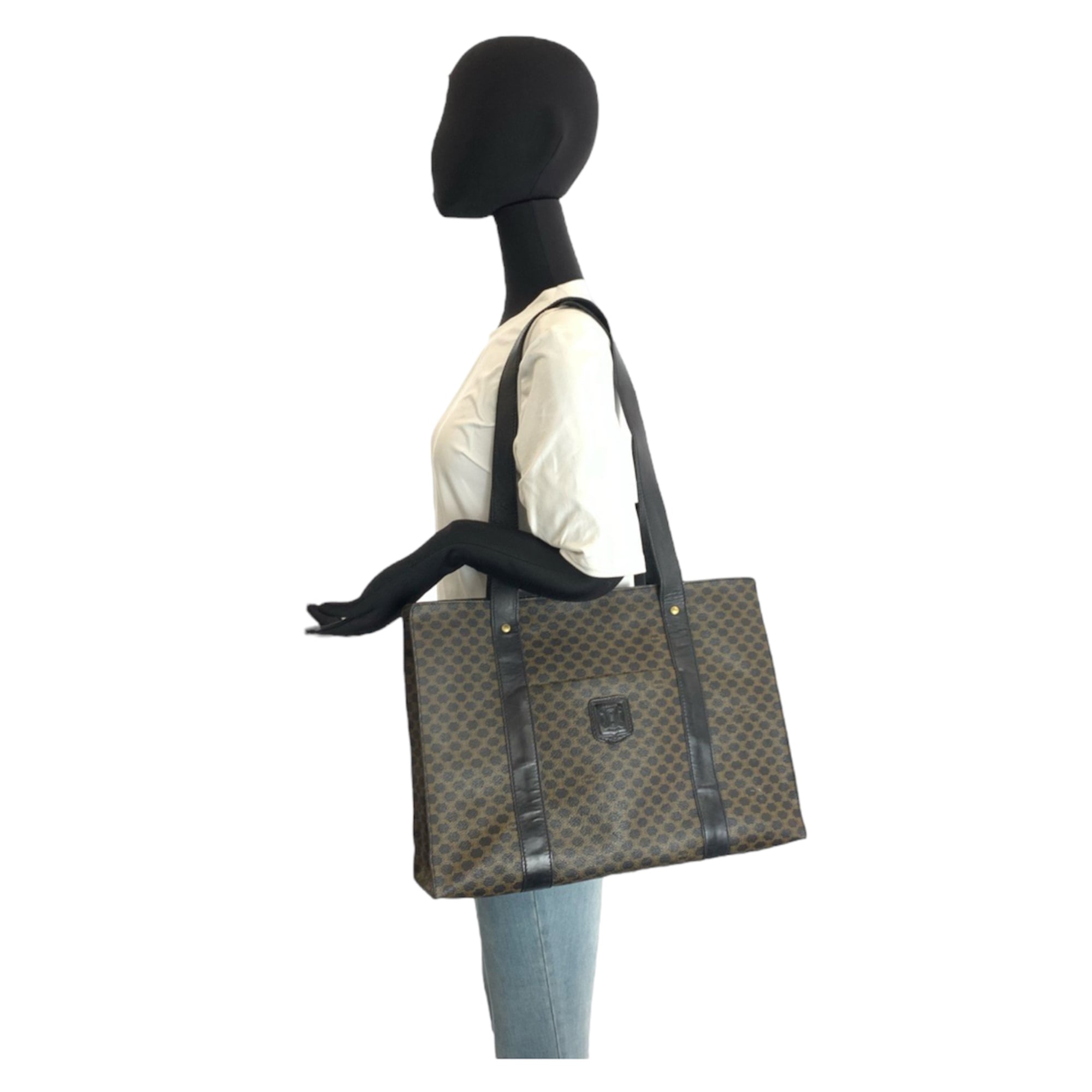 Celine Black Brown Pvc Leather Shoulder Bag Tote Bag (Pre-Owned)