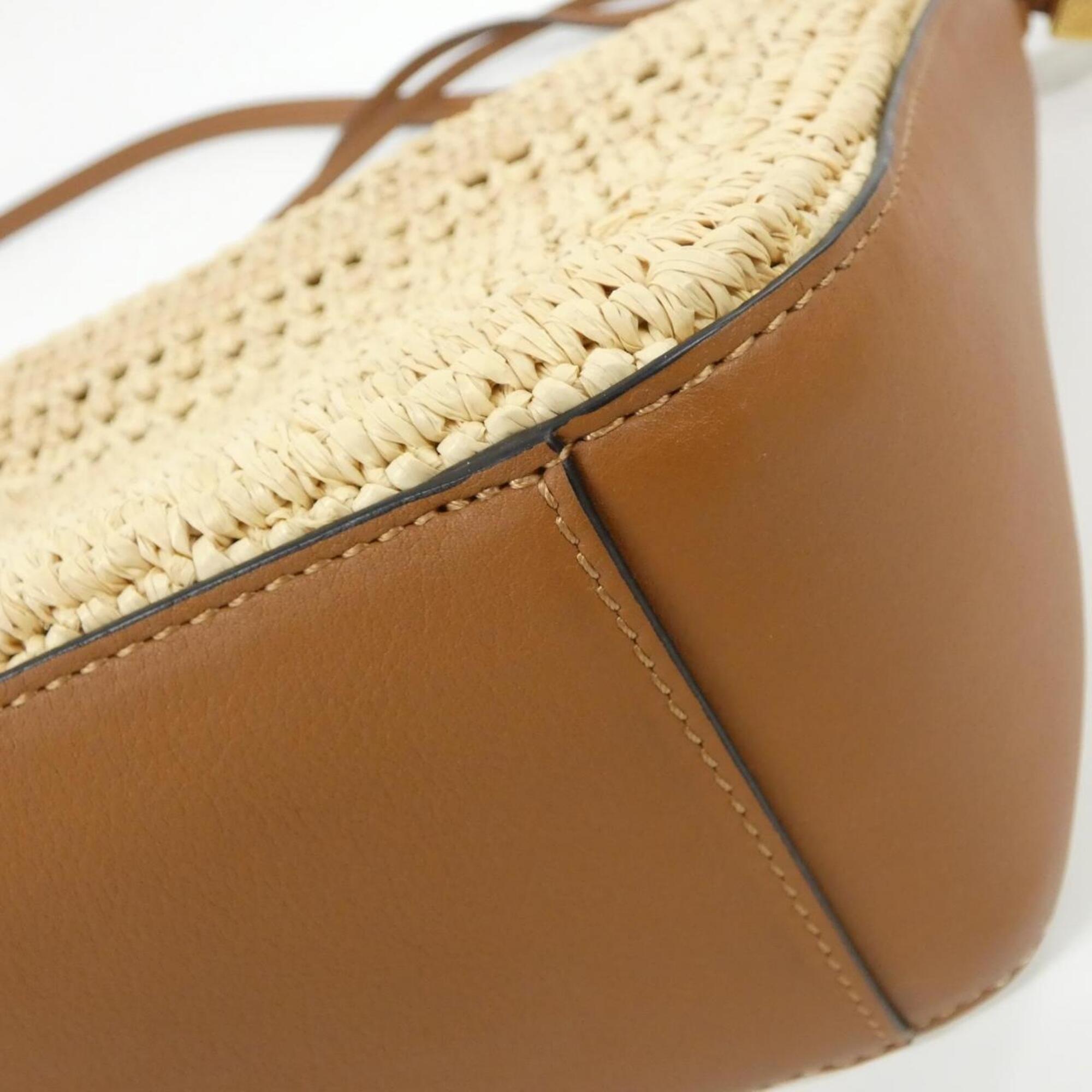 Loewe Brown Raffia Leather Shoulder Bag (Pre-Owned)