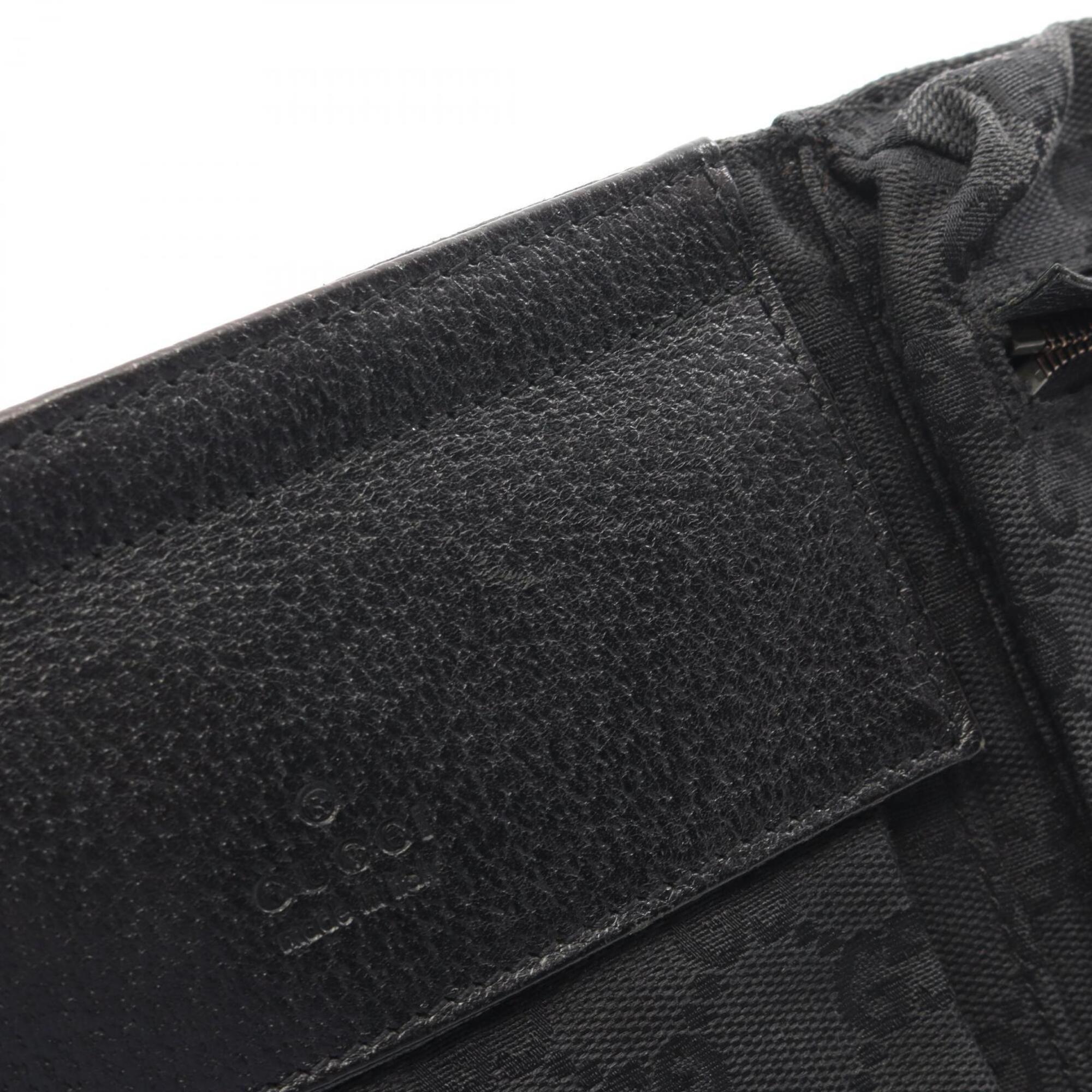 Gucci Black Gg Canvas Leather Fanny Pack Handbag (Pre-Owned)