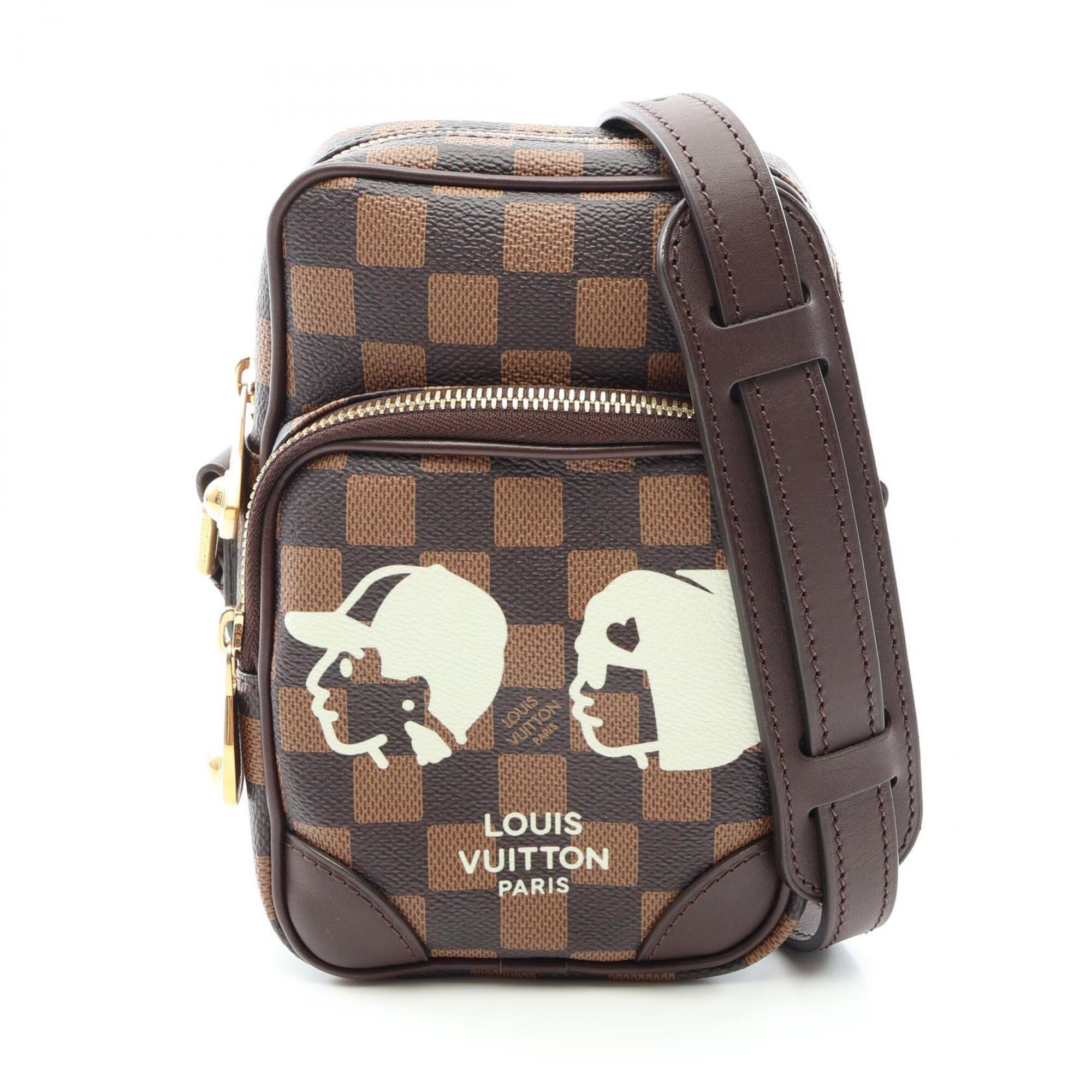 Louis Vuitton Brown Coated Canvas Leather Handbag Shoulder Bag (Pre-Owned)