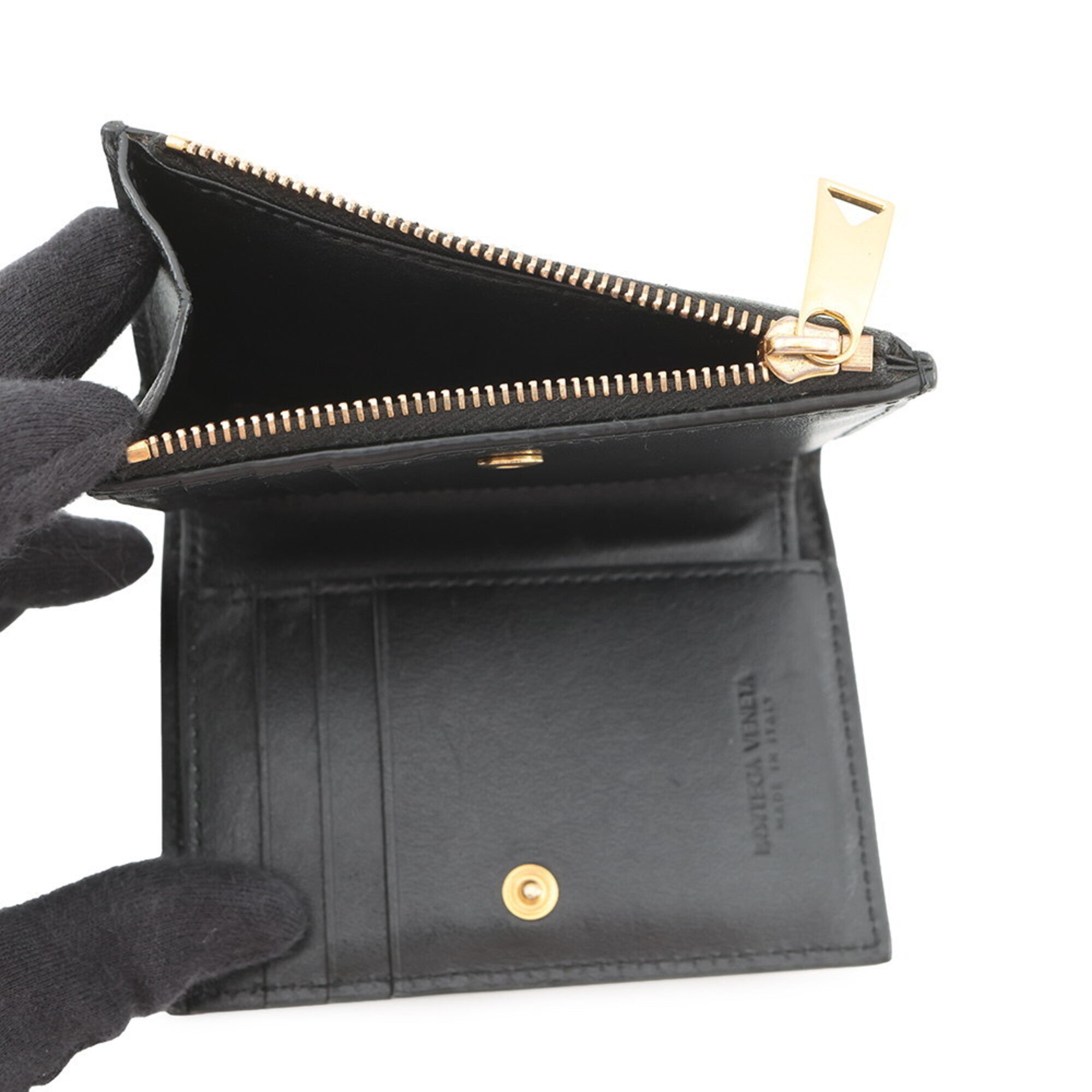 Bottega Veneta Black Leather Wallet (Bi-Fold) (Pre-Owned)
