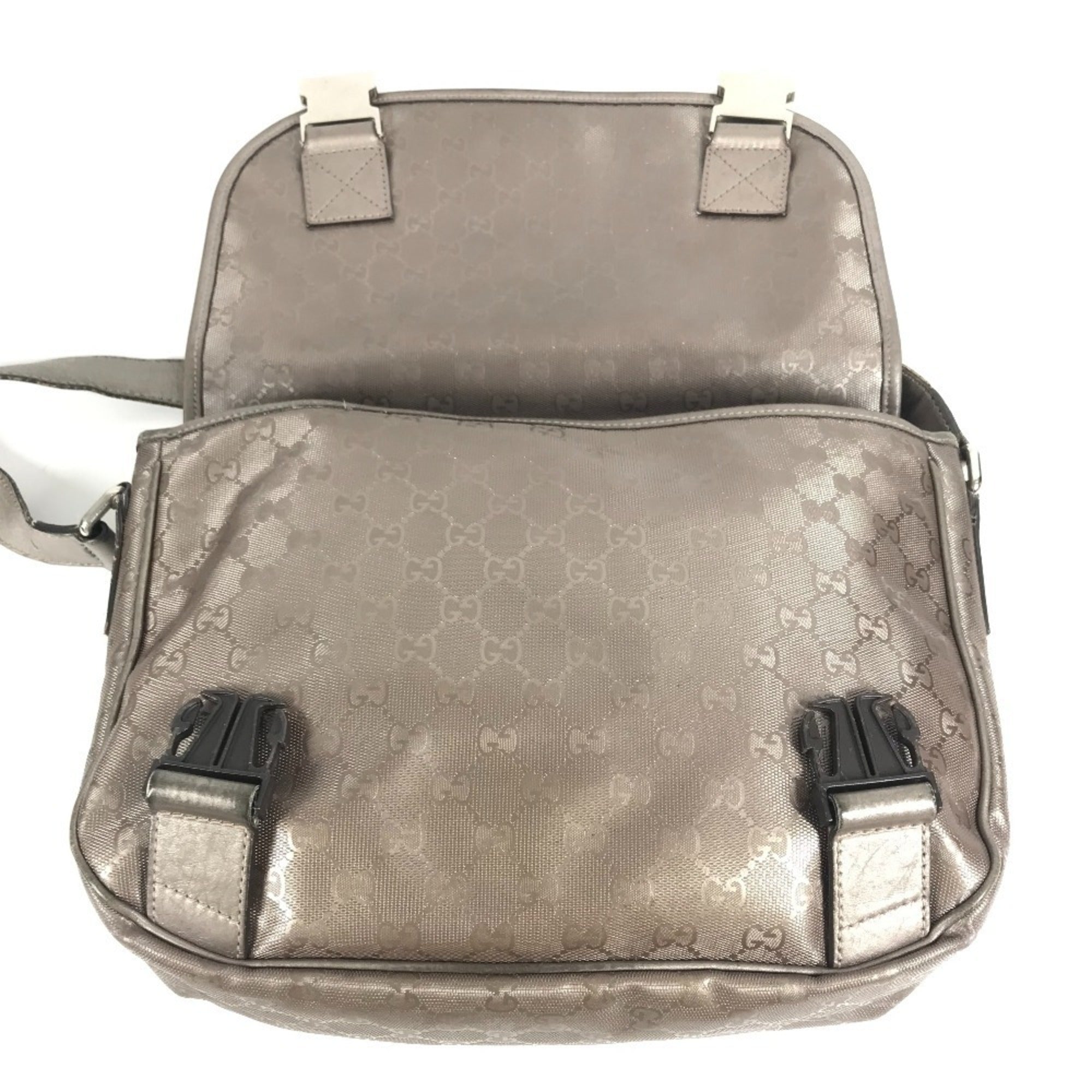 Gucci Metallic Gg Imprimé Leather Messenger Bag Shoulder Bag (Pre-Owned)