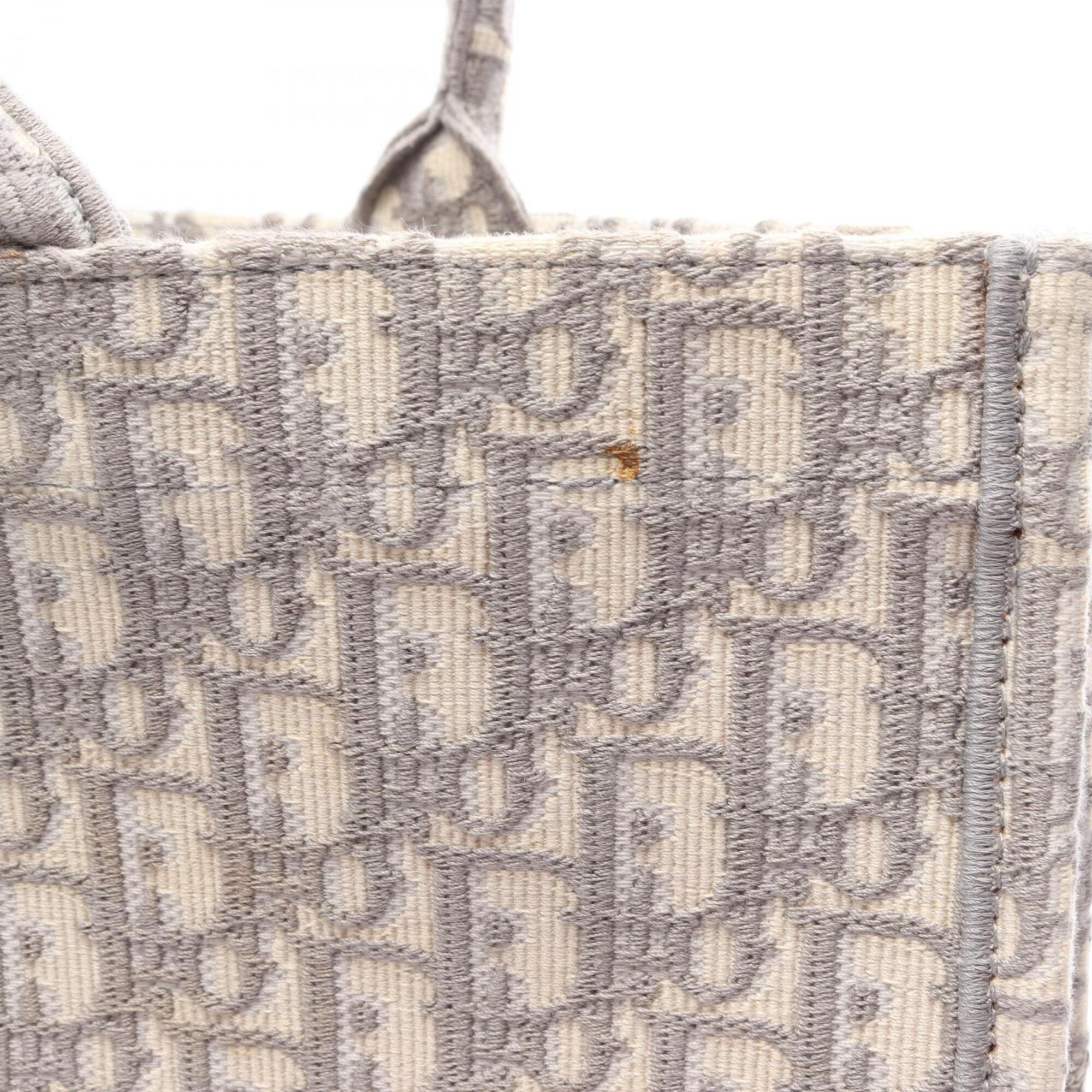 Christian Dior Gray White Canvas Handbag Tote Bag (Pre-Owned)