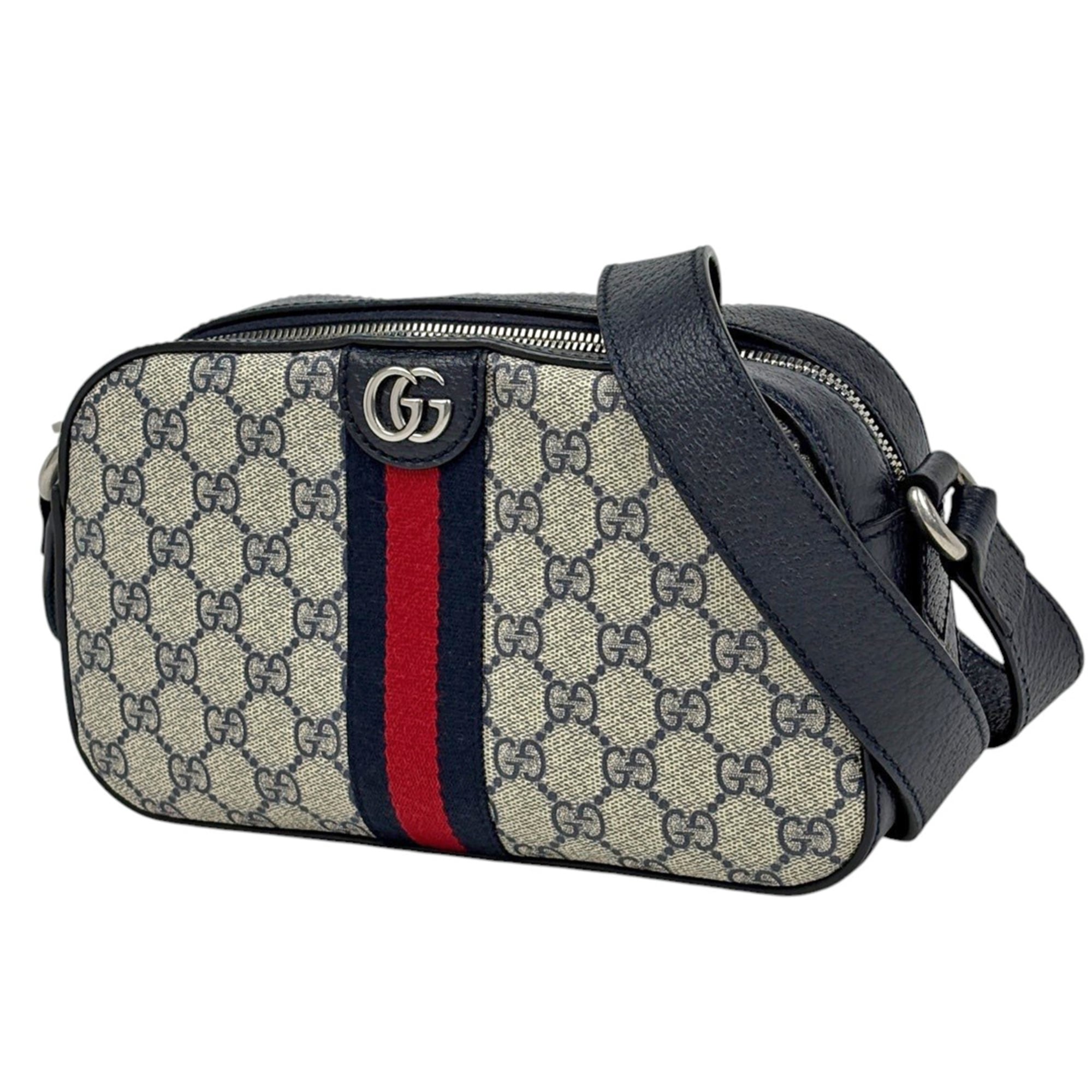 Gucci Sherry Line Navy Gg Supreme Leather Shoulder Bag (Pre-Owned)