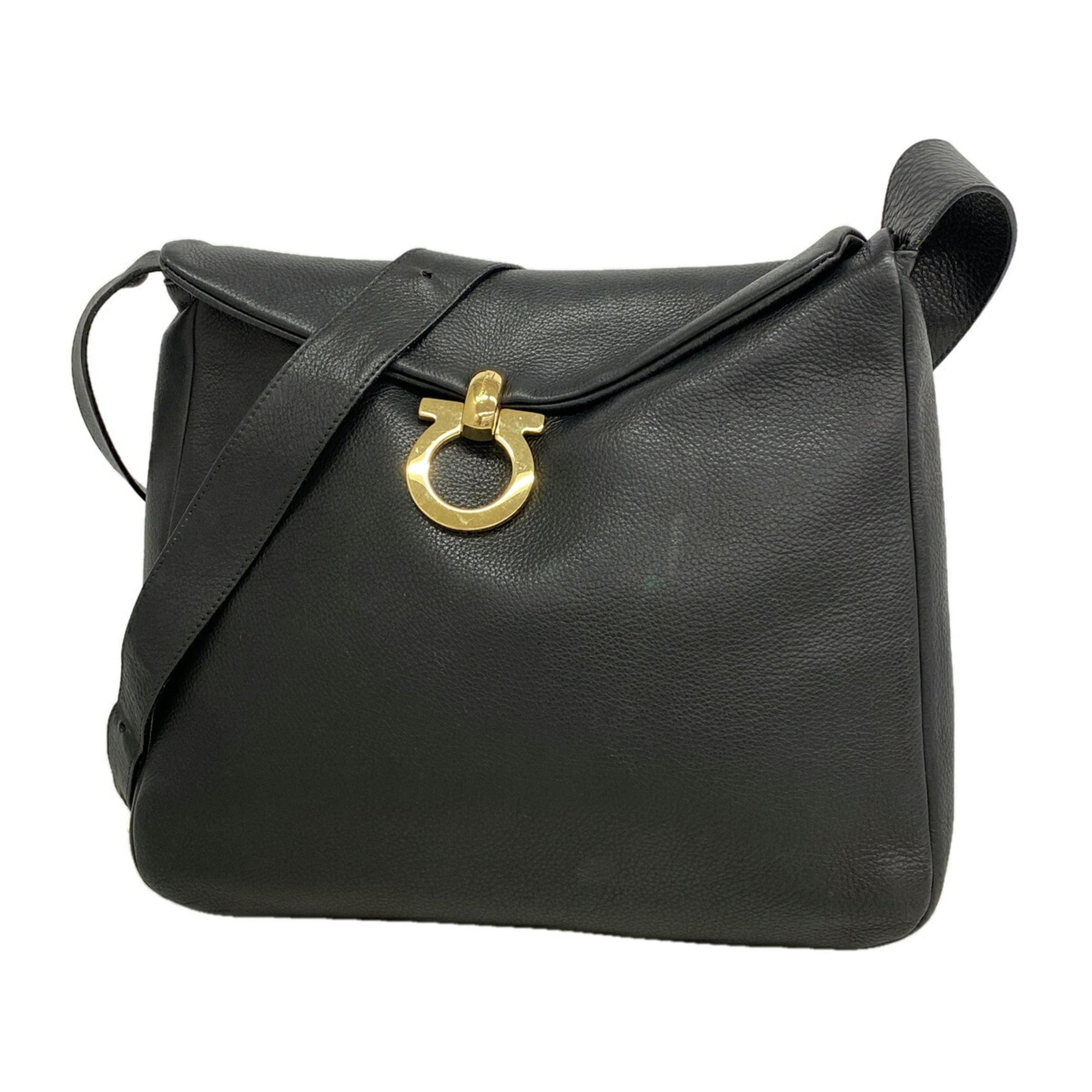 Salvatore Ferragamo Black Leather Shoulder Bag (Pre-Owned)