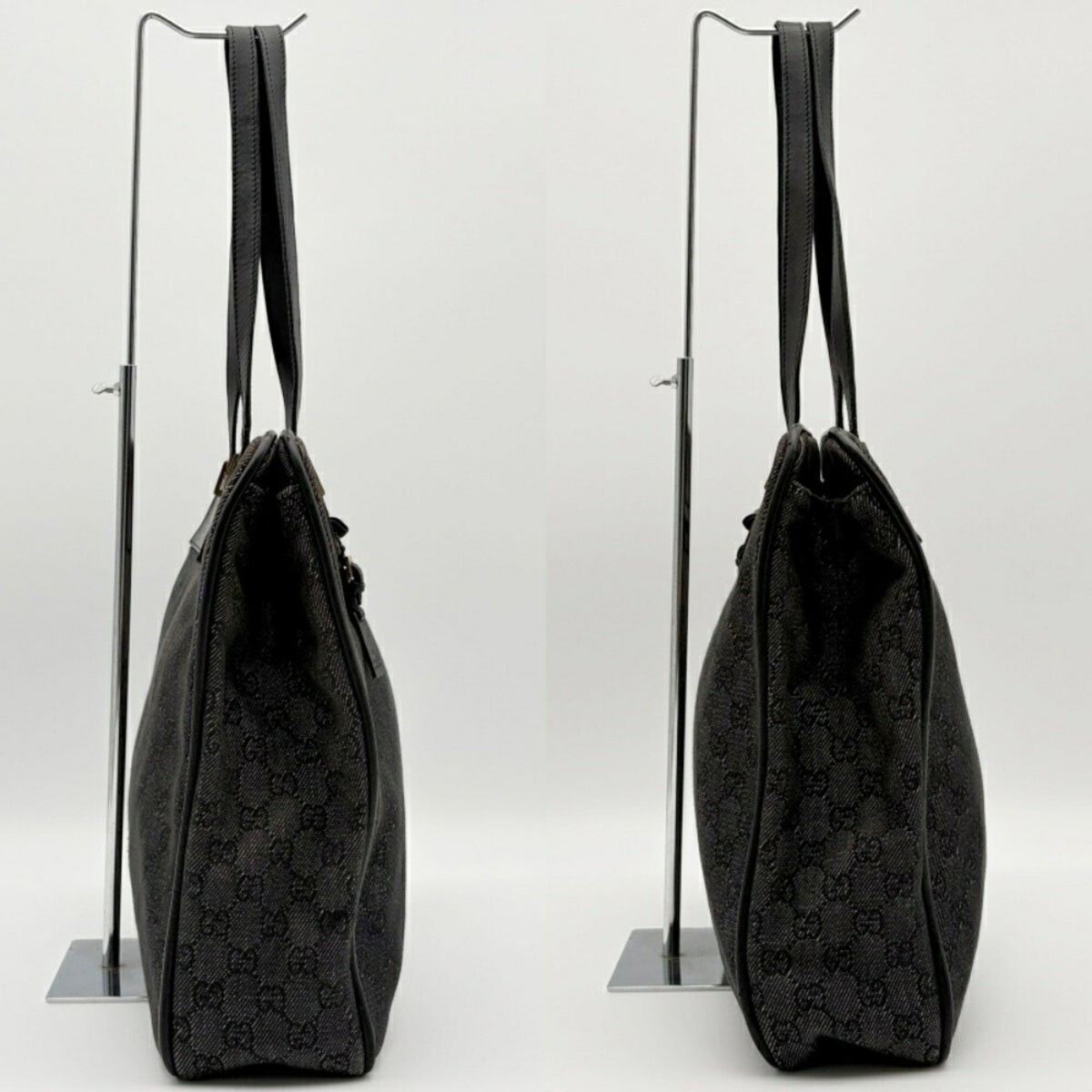 Gucci Black Canvas Leather Tote Bag (Pre-Owned)