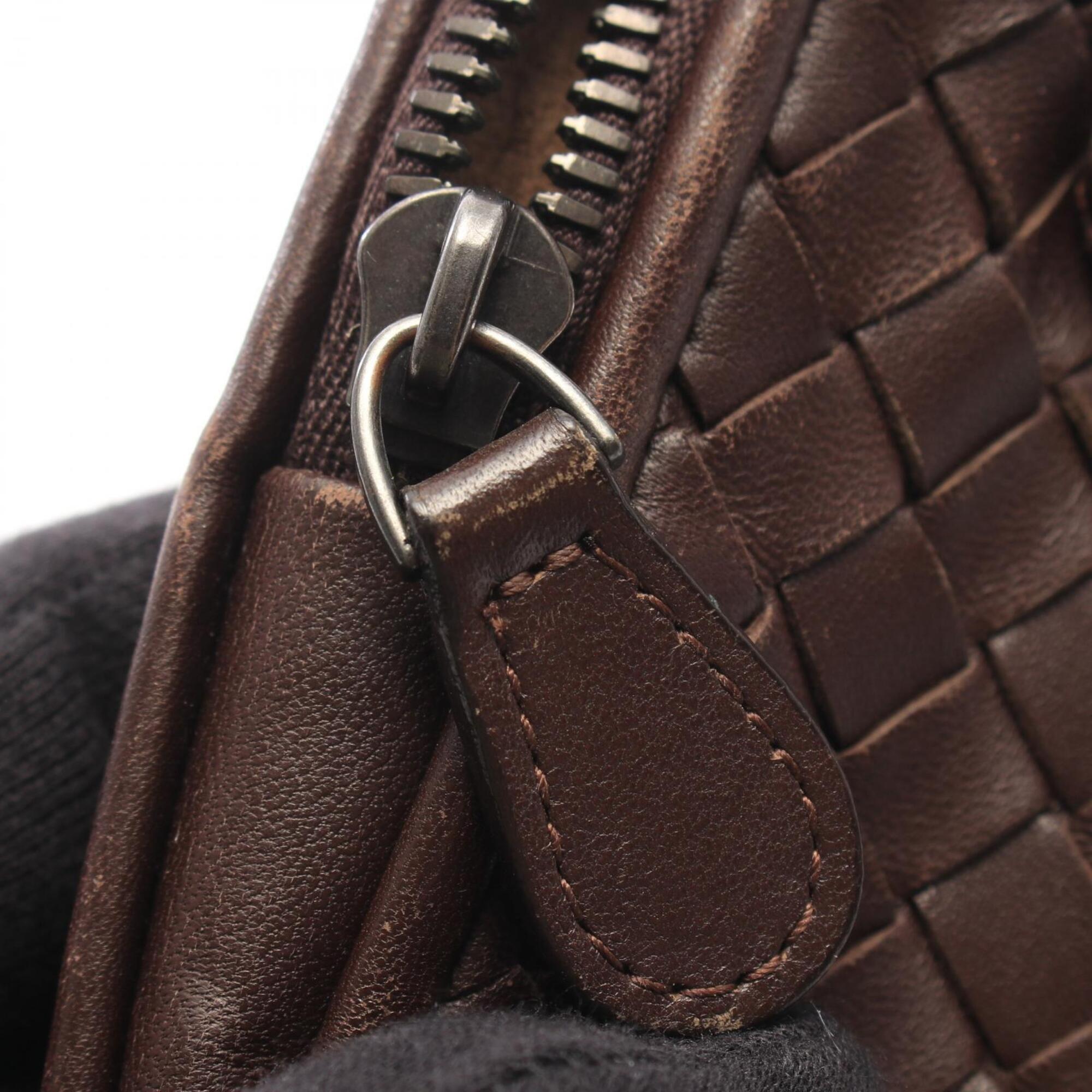 Bottega Veneta Intrecciato Brown Leather Handbag Shoulder Bag (Pre-Owned)