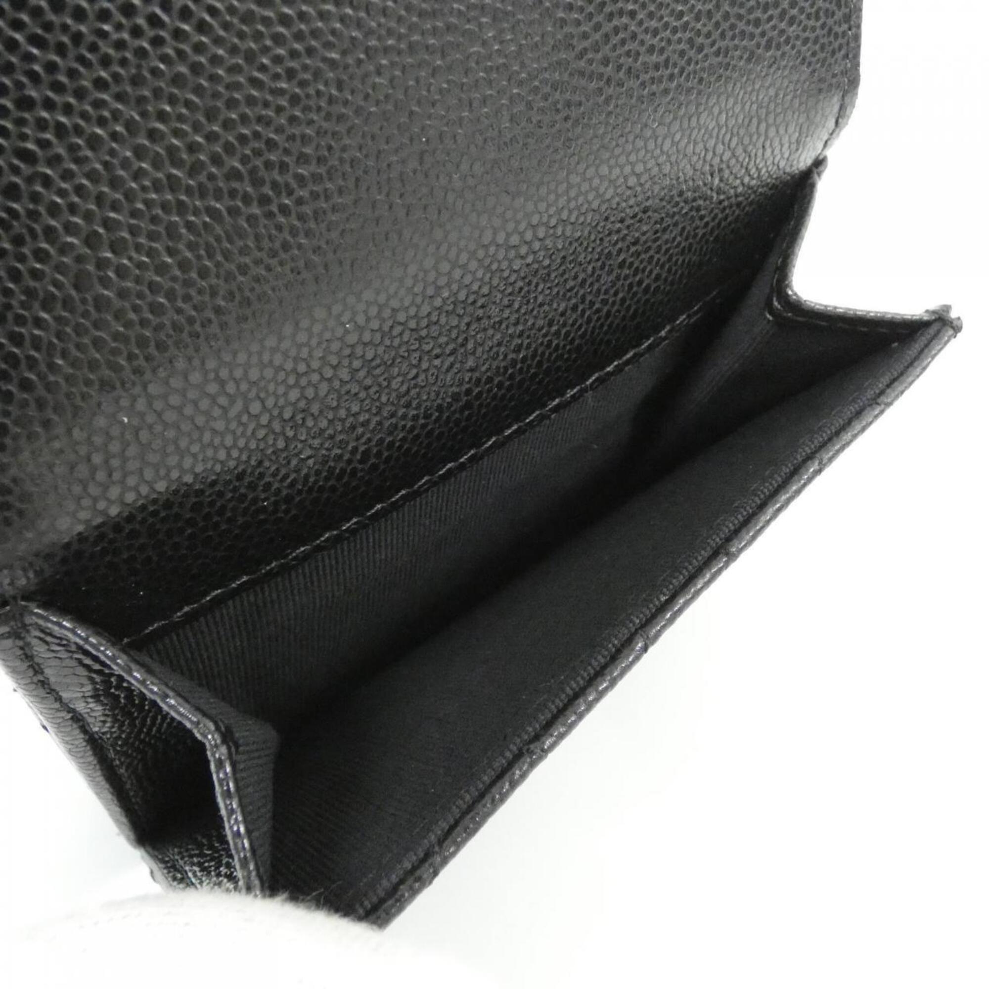 Chanel Black Grained Calfskin Wallet (Tri-Fold) (Pre-Owned)