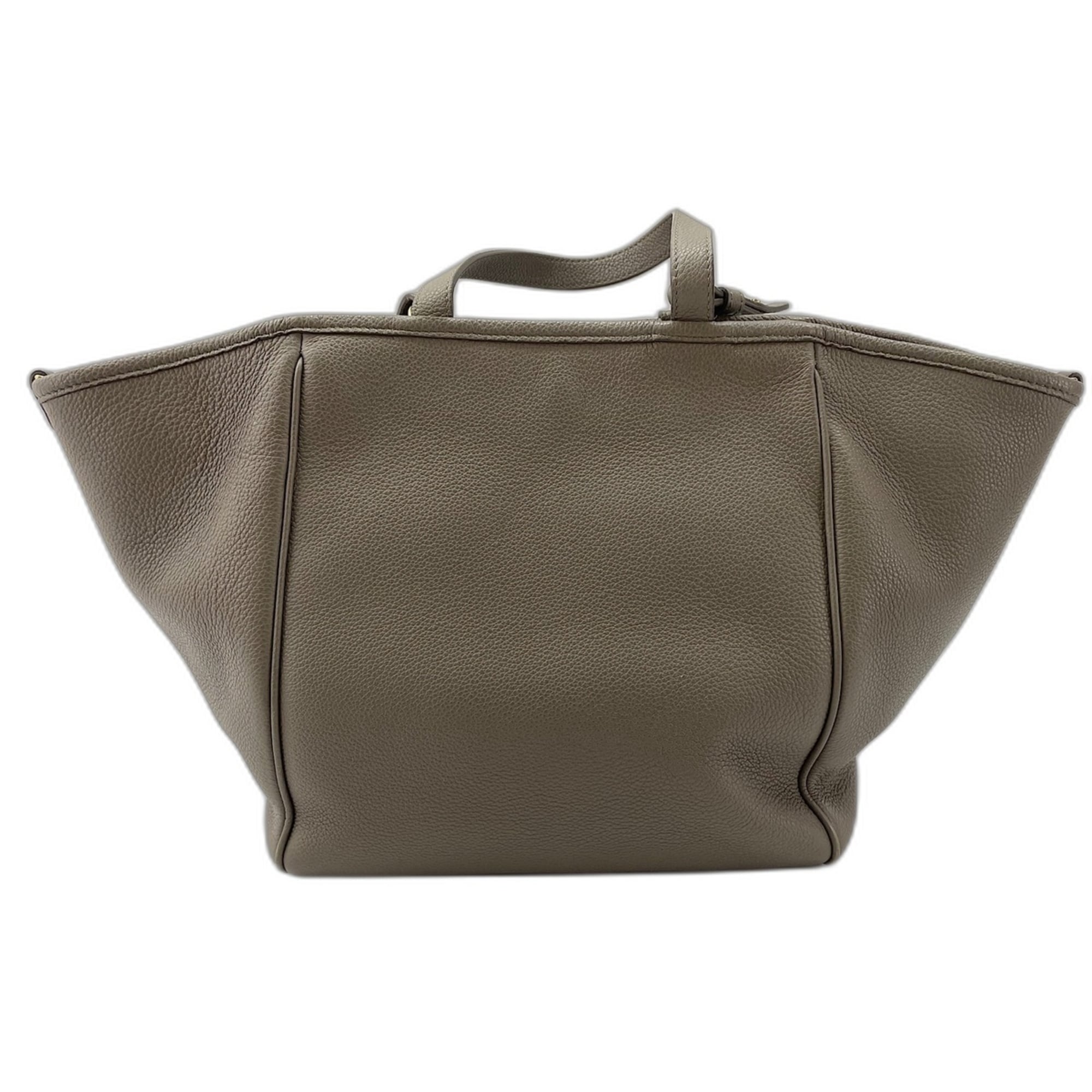 Celine Cabas Gray Leather Shoulder Bag (Pre-Owned)