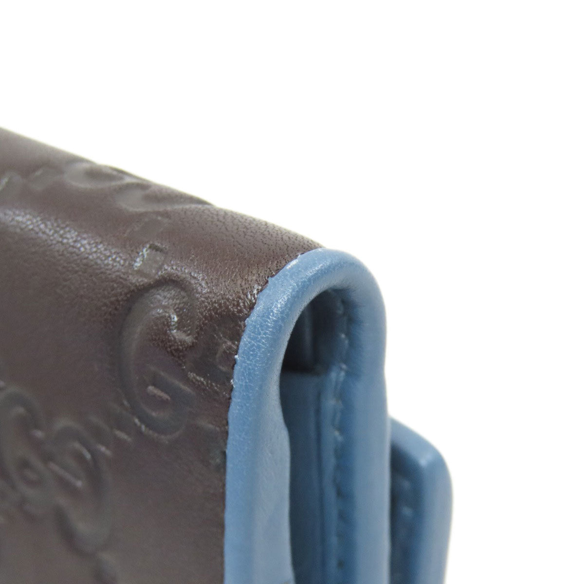 Gucci Blue Dark Brown Leather Wallet (Bi-Fold) (Pre-Owned)