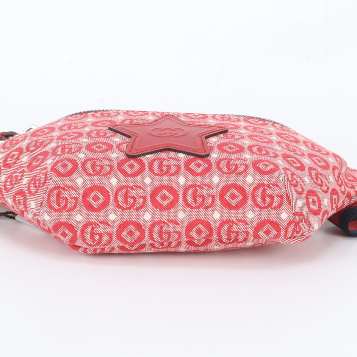 Gucci Red Color Leather Canvas Pouch Shoulder Bag Sling Bag (Pre-Owned)