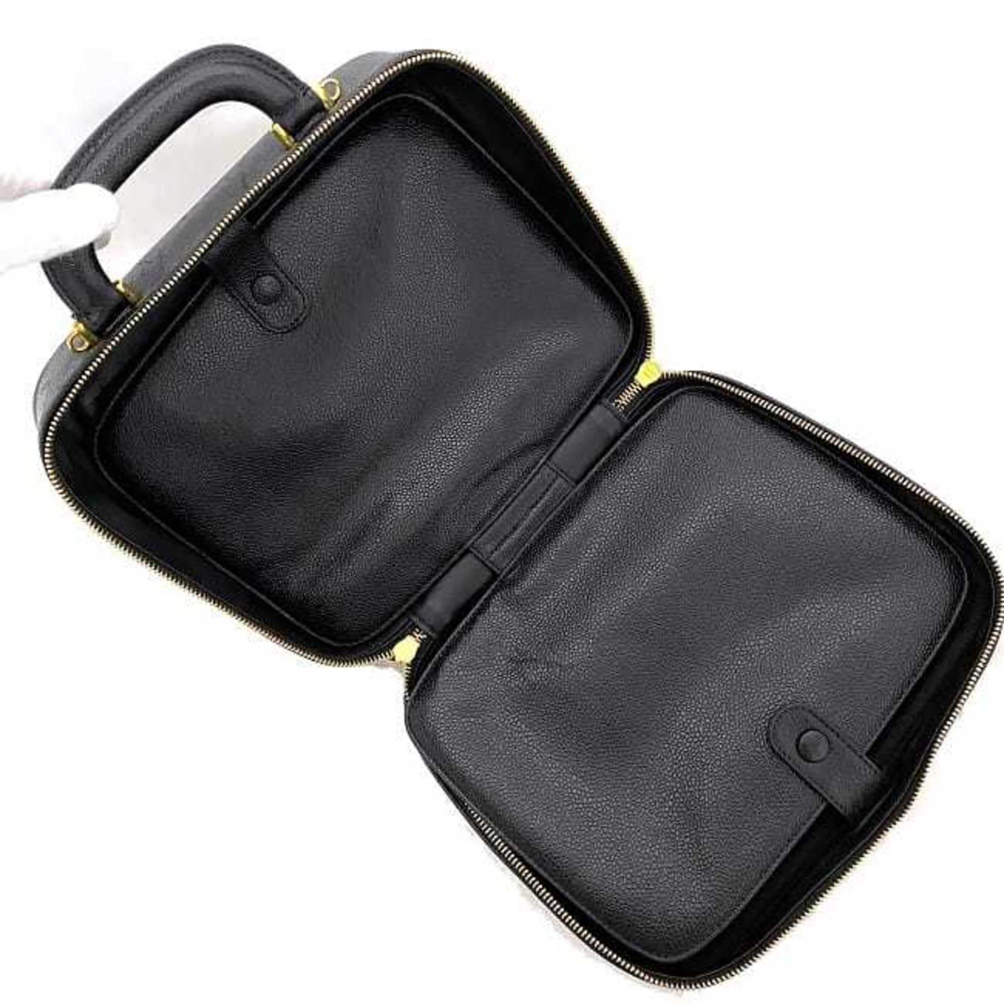Chanel Black Leather Handbag Vanity Bag (Pre-Owned)