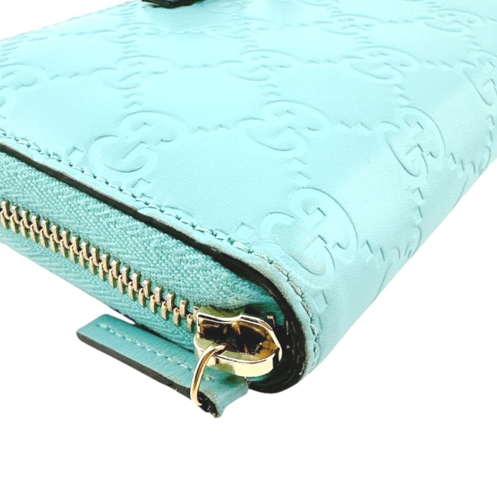 Gucci Blue Light Blue Leather Long Wallet (Bi-Fold) (Pre-Owned)