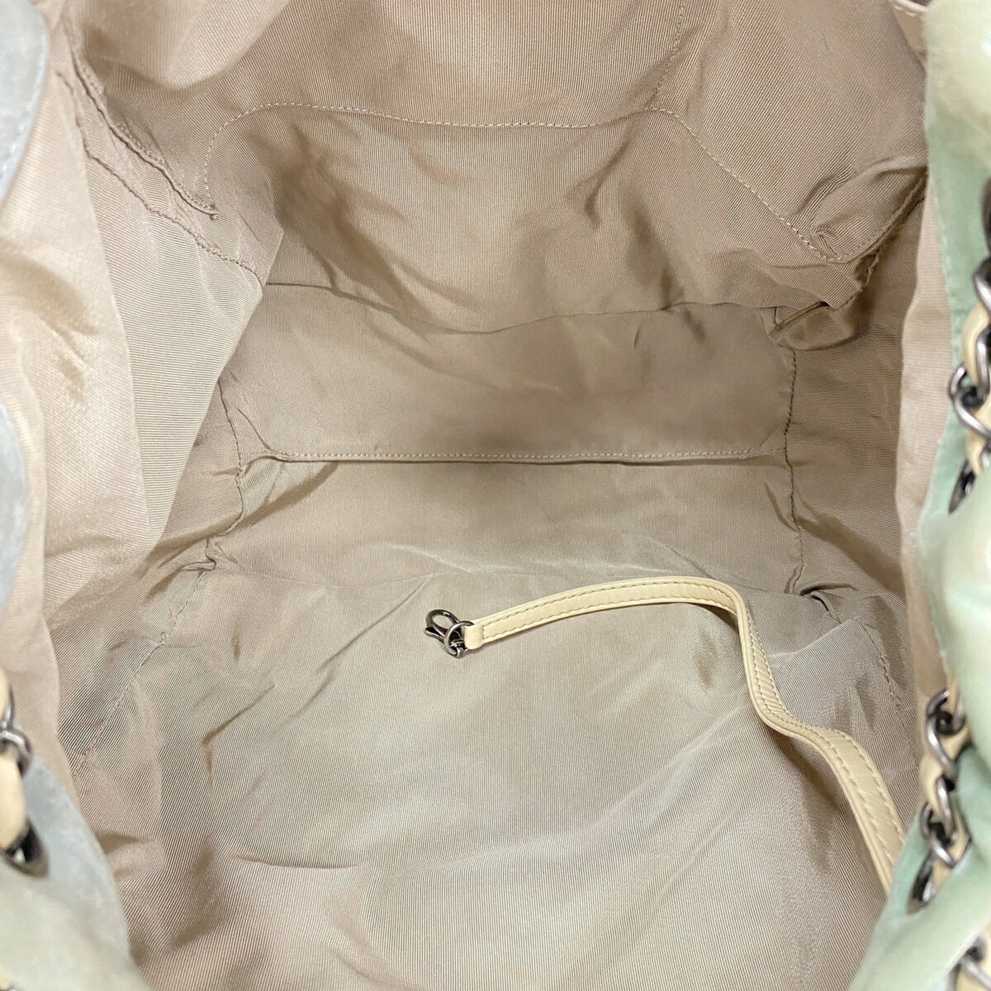 Chanel Beige Blue Green Suede Shoulder Bag (Pre-Owned)