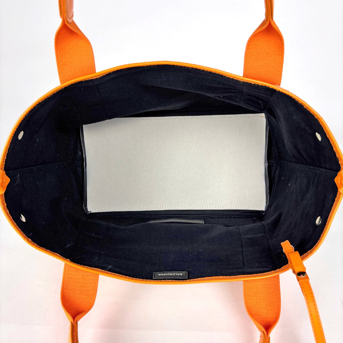 Balenciaga Ivory Orange Canvas Leather Handbag (Pre-Owned)