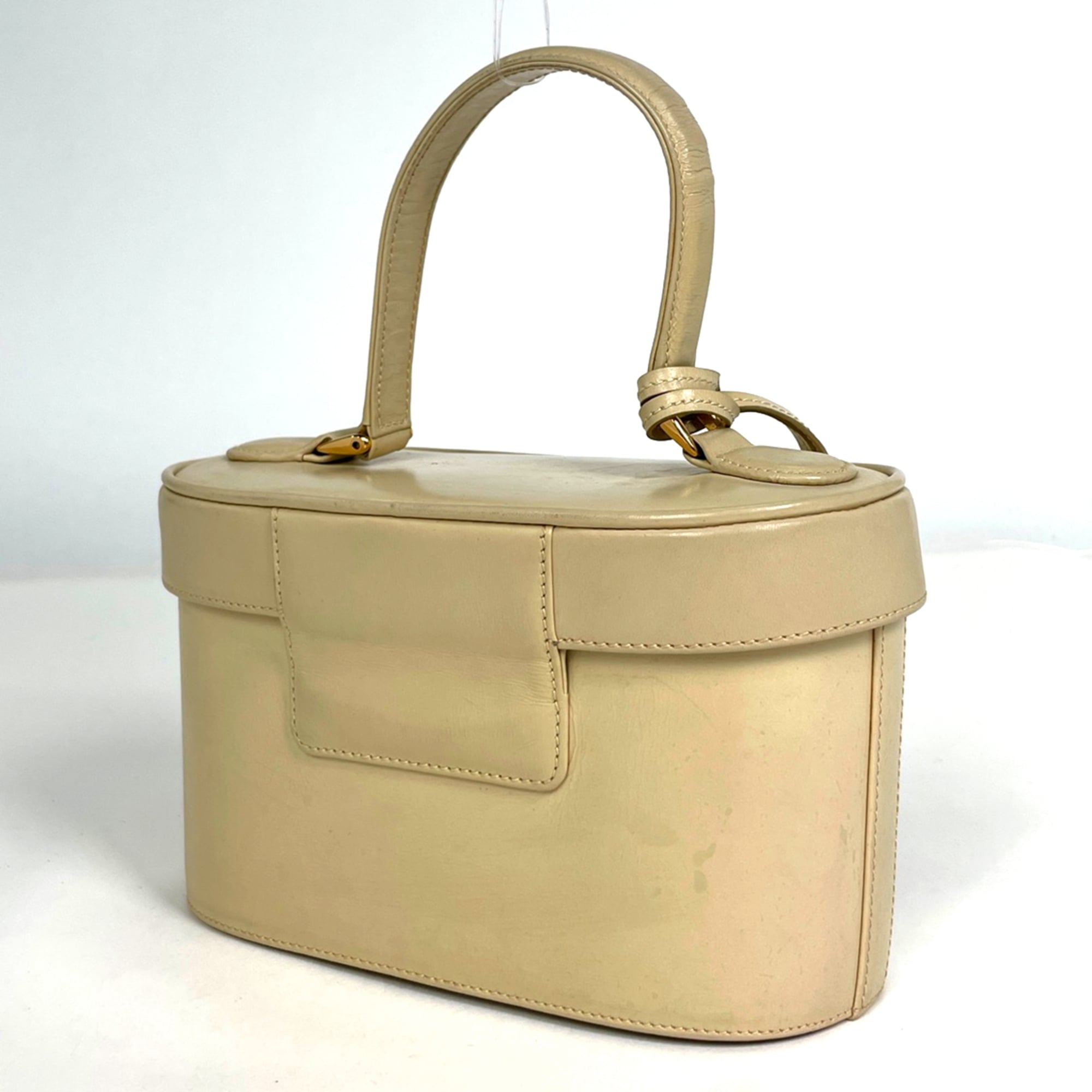 Gucci Beige Leather Handbag Vanity Bag (Pre-Owned)