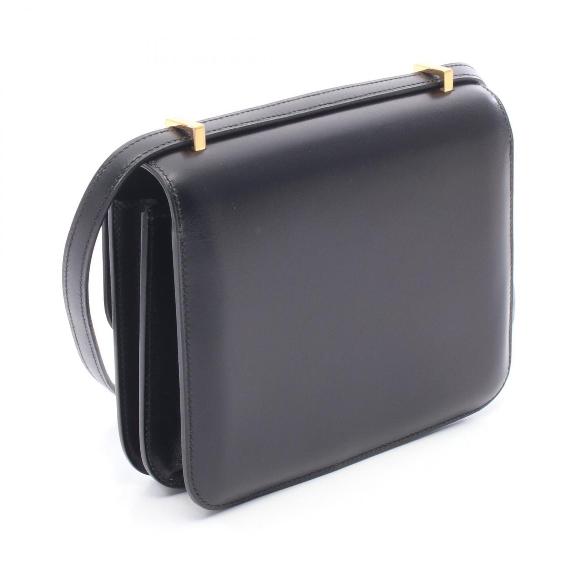 Hermes Black Box Calf Leather Handbag Shoulder Bag (Pre-Owned)