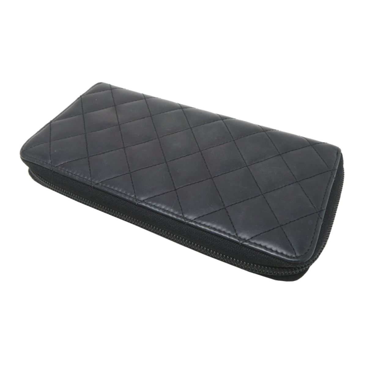 Chanel Black Leather Long Wallet (Bi-Fold) (Pre-Owned)