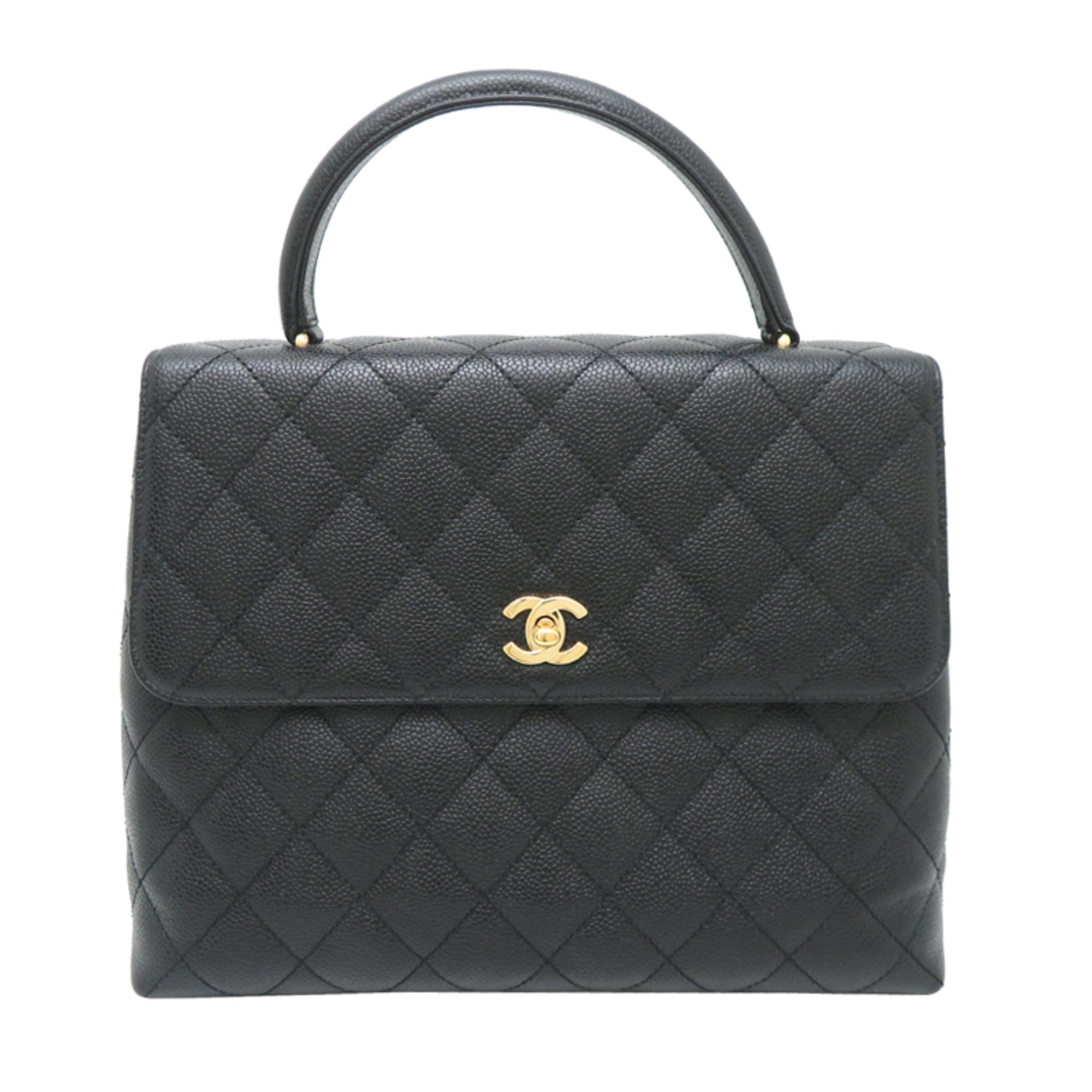 Chanel Black Grained Calfskin Handbag (Pre-Owned)