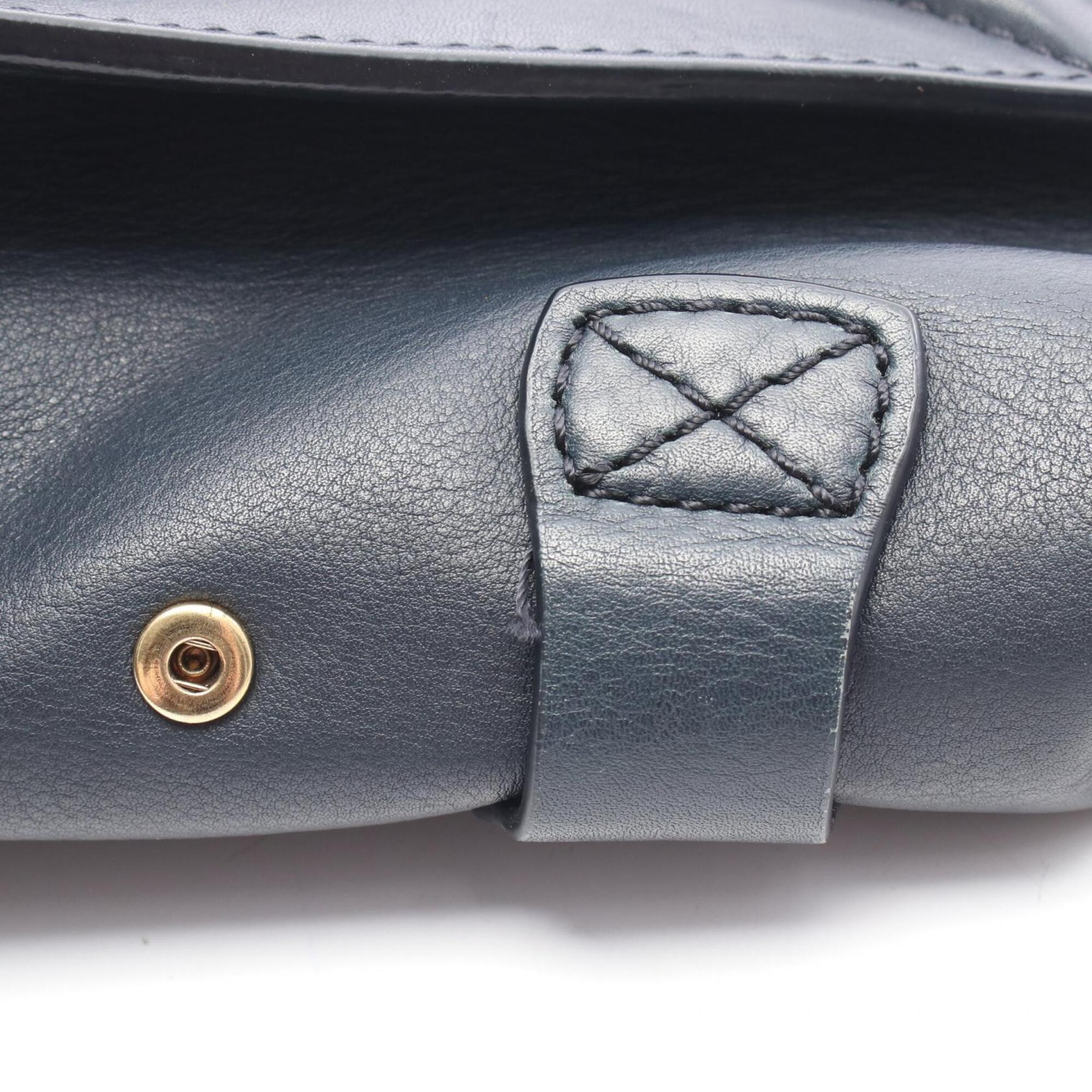 Celine Navy Leather Handbag Tote Bag (Pre-Owned)