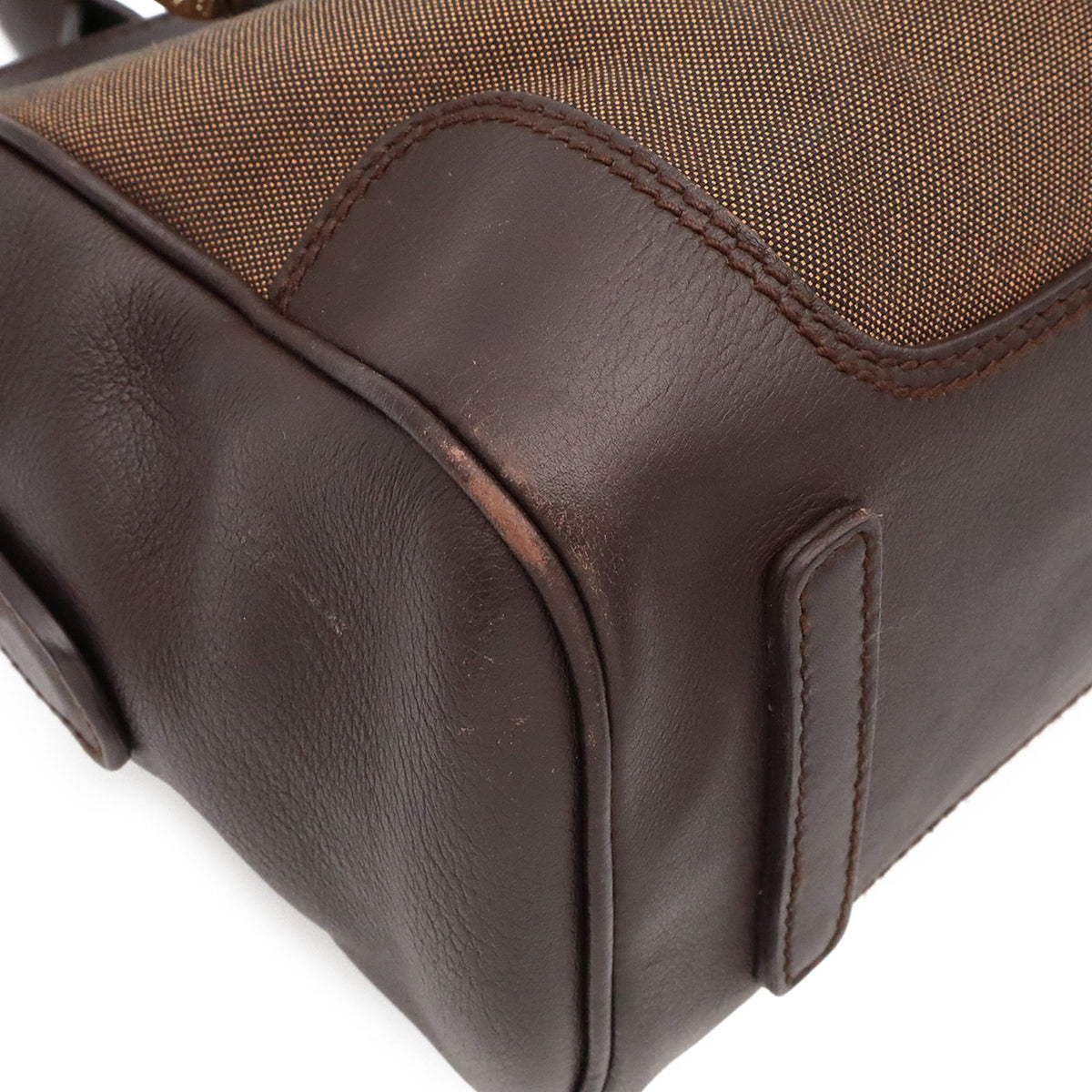 Bvlgari Brown Dark Brown Canvas Handbag Shoulder Bag (Pre-Owned)