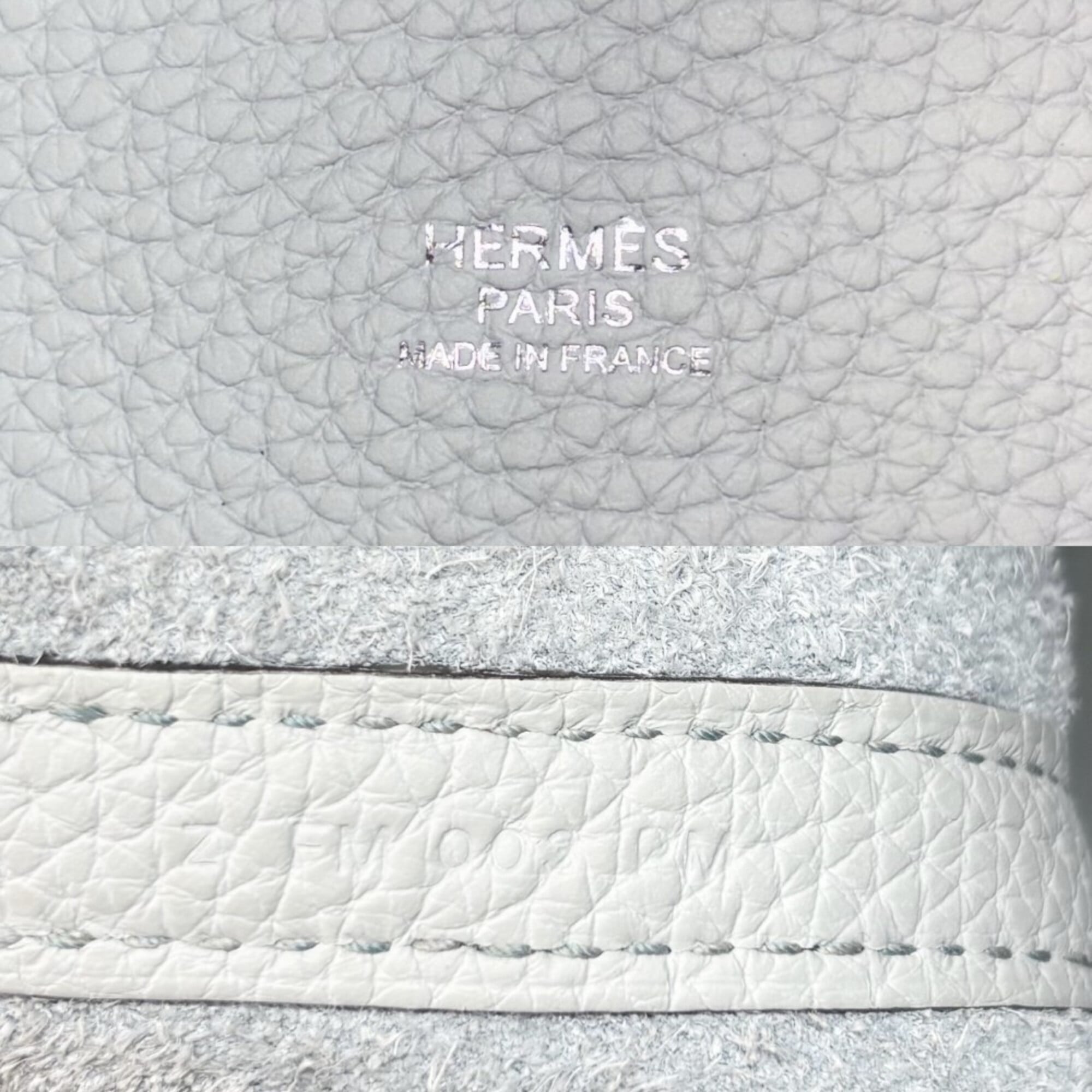 Hermes Blue Leather 100% Silk Handbag (Pre-Owned)