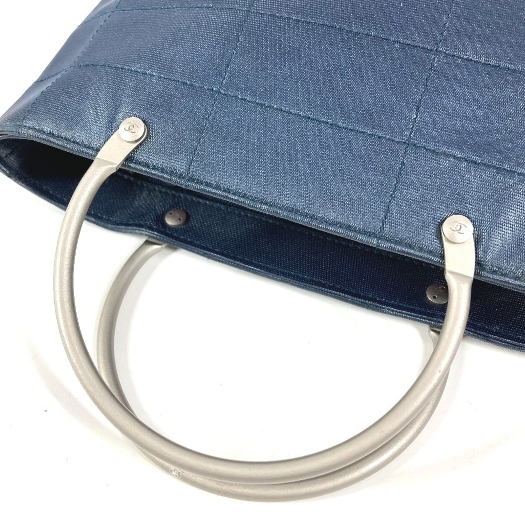 Chanel Blue Nylon Canvas Handbag Tote Bag (Pre-Owned)