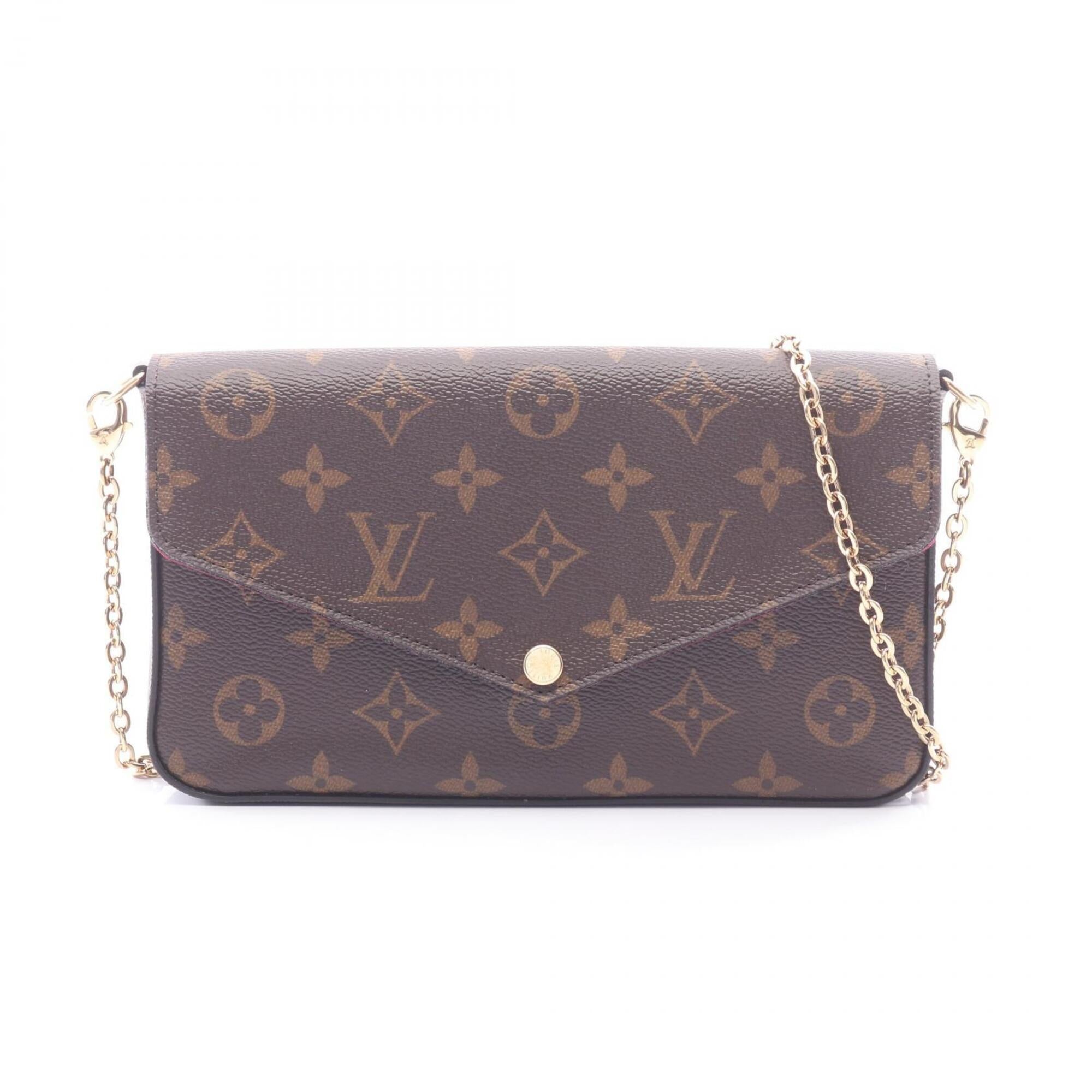 Louis Vuitton Brown Fuchsia Pvc Coated Canvas Leather Handbag Pochette Shoulder Bag (Pre-Owned)