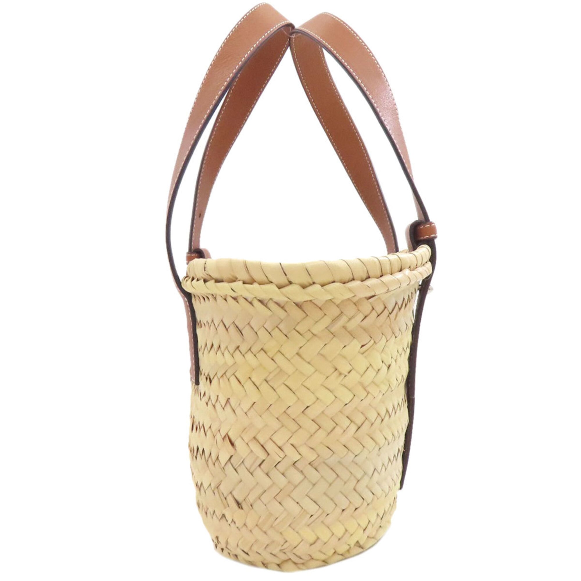 Loewe Beige Brown Raffia Basket Handbag (Pre-Owned)