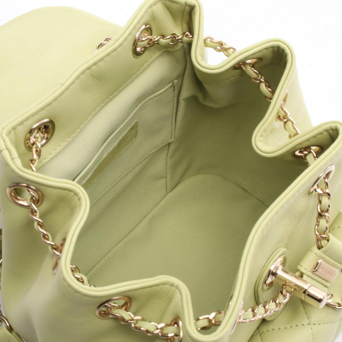 Chanel Matelasse Green Leather Backpack Handbag (Pre-Owned)