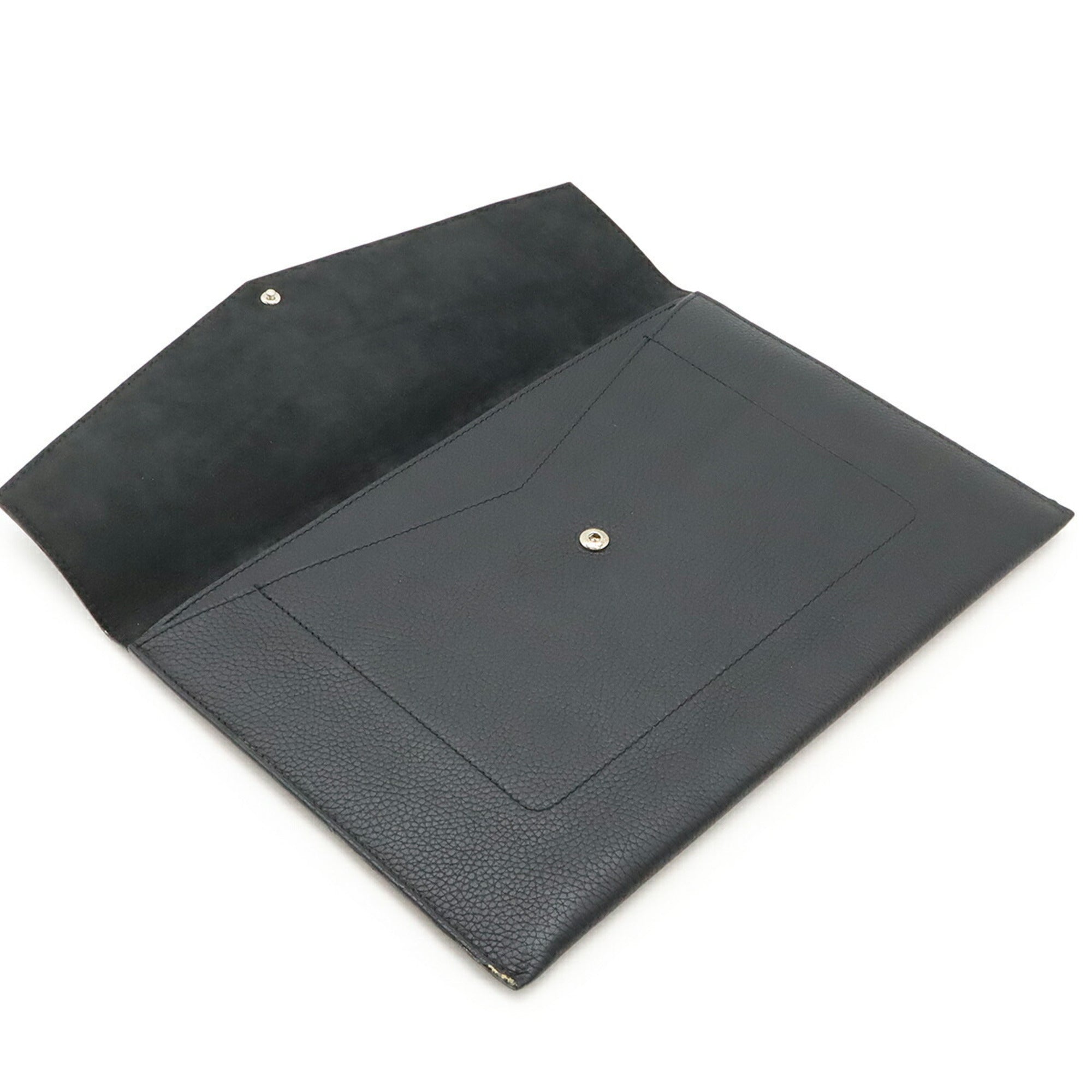 Louis Vuitton Noir Leather Clutch Bag Pochette (Pre-Owned)