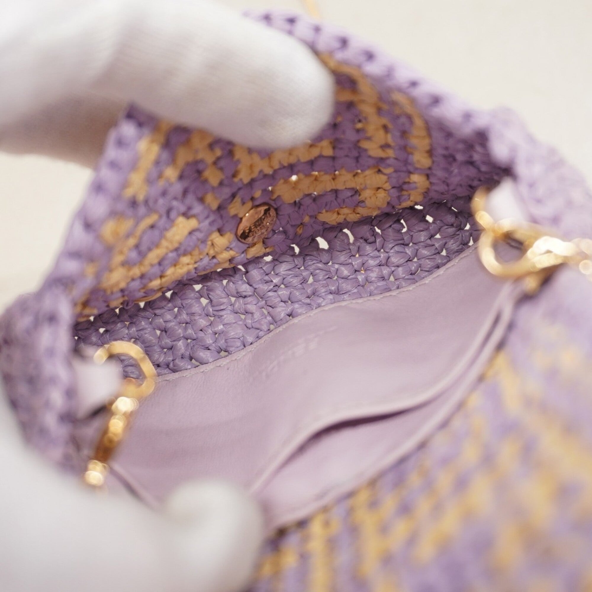 Fendi Purple Raffia Shoulder Bag (Pre-Owned)