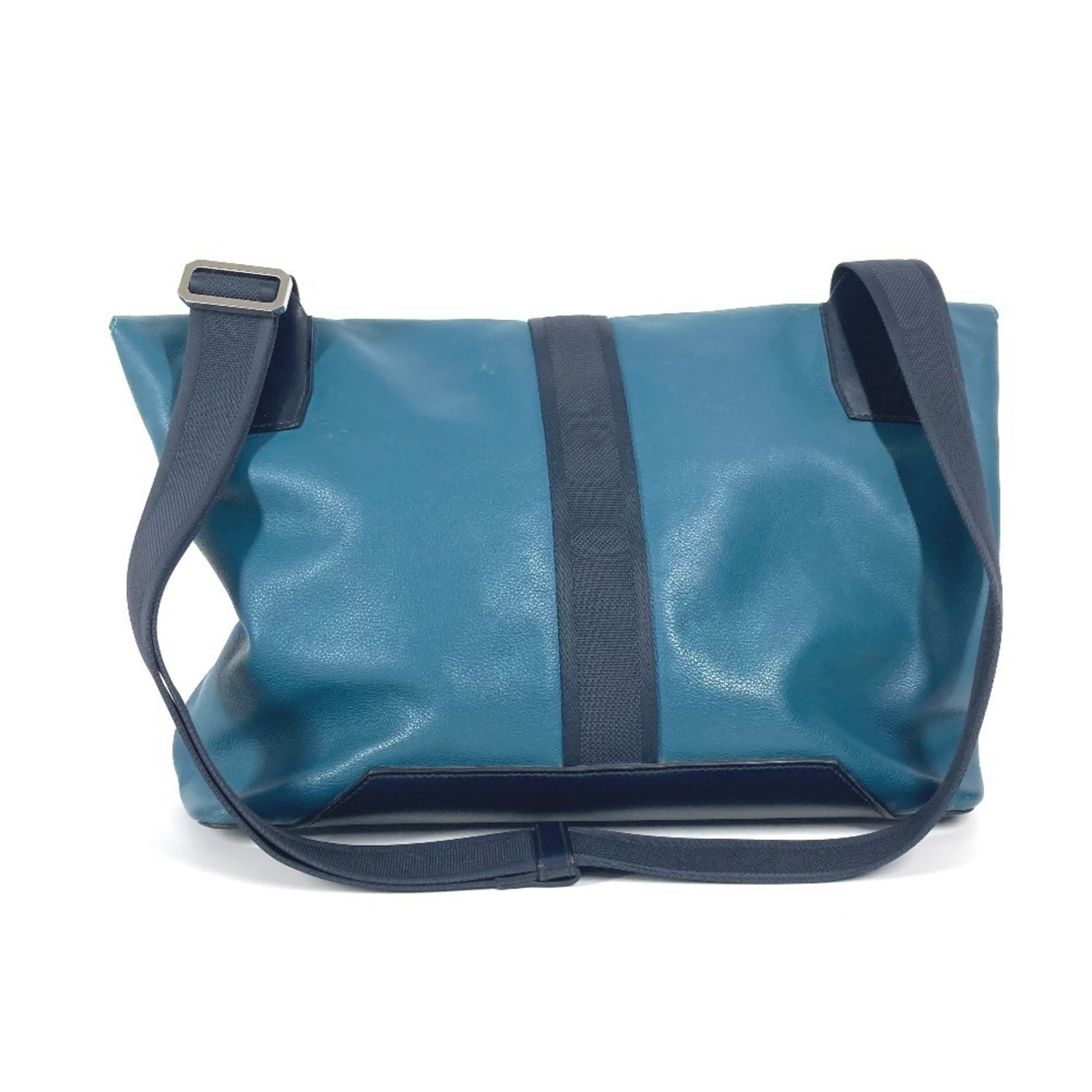 Hermes Blue Navy Leather Messenger Bag Shoulder Bag (Pre-Owned)