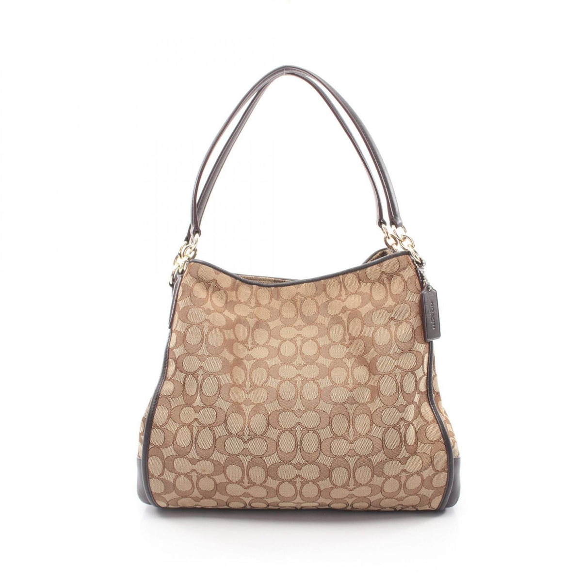 Coach Beige Brown Canvas Leather Handbag Shoulder Bag (Pre-Owned)
